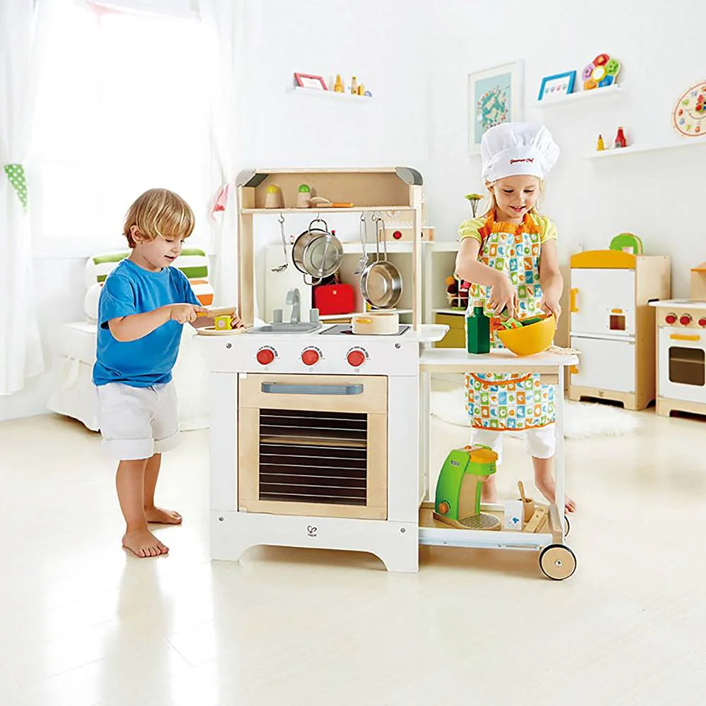 Hape Cook 'N Serve Kids Contemporary Design Pretend Play Wooden Cooking Kitchen - Image 5