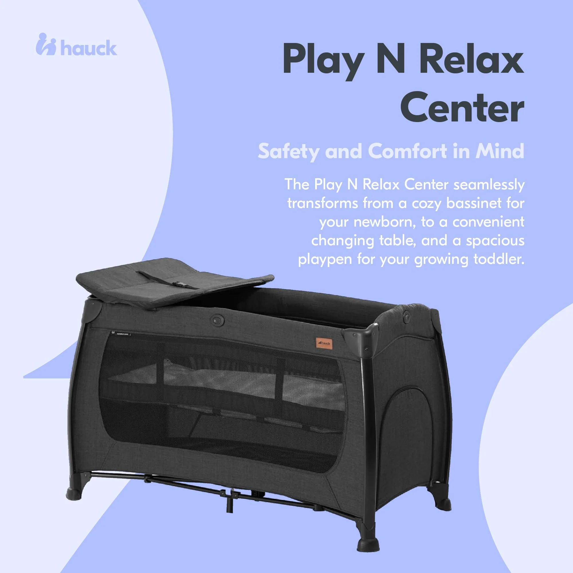 hauck Play N Relax Center Portable Baby Playard Crib with Travel Bag, Black - Image 2
