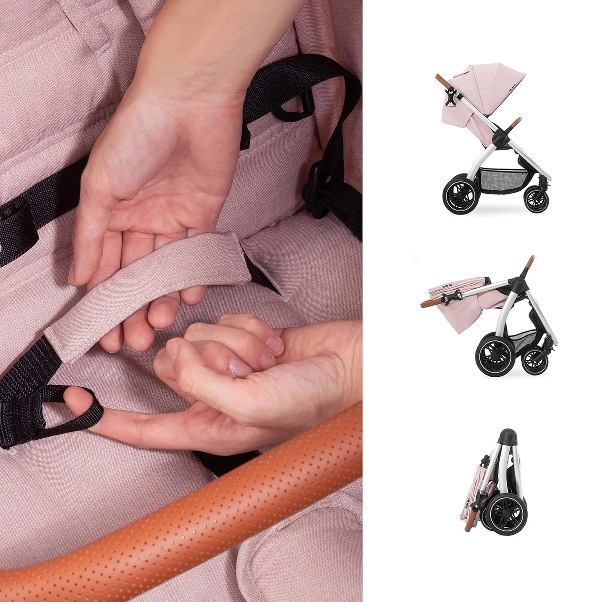 hauck Uptown Deluxe Folding Stroller with Cup Holder and Canopy, Melange Rose - Image 5
