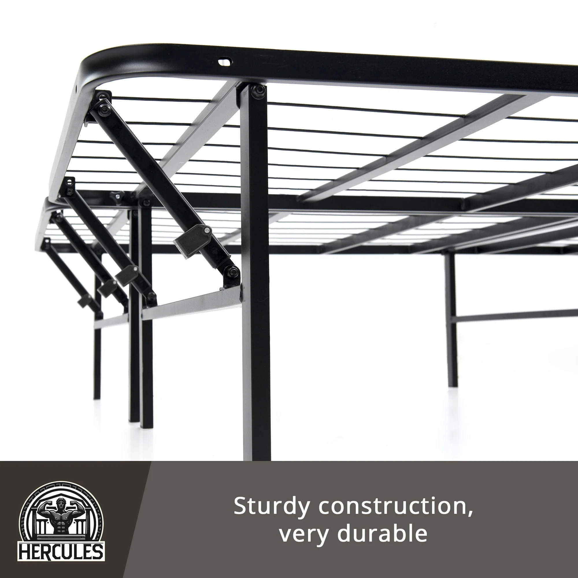 Hercules Folding Metal Bed Frame, 14 Inch Platform Mattress Foundation, King - Image 7