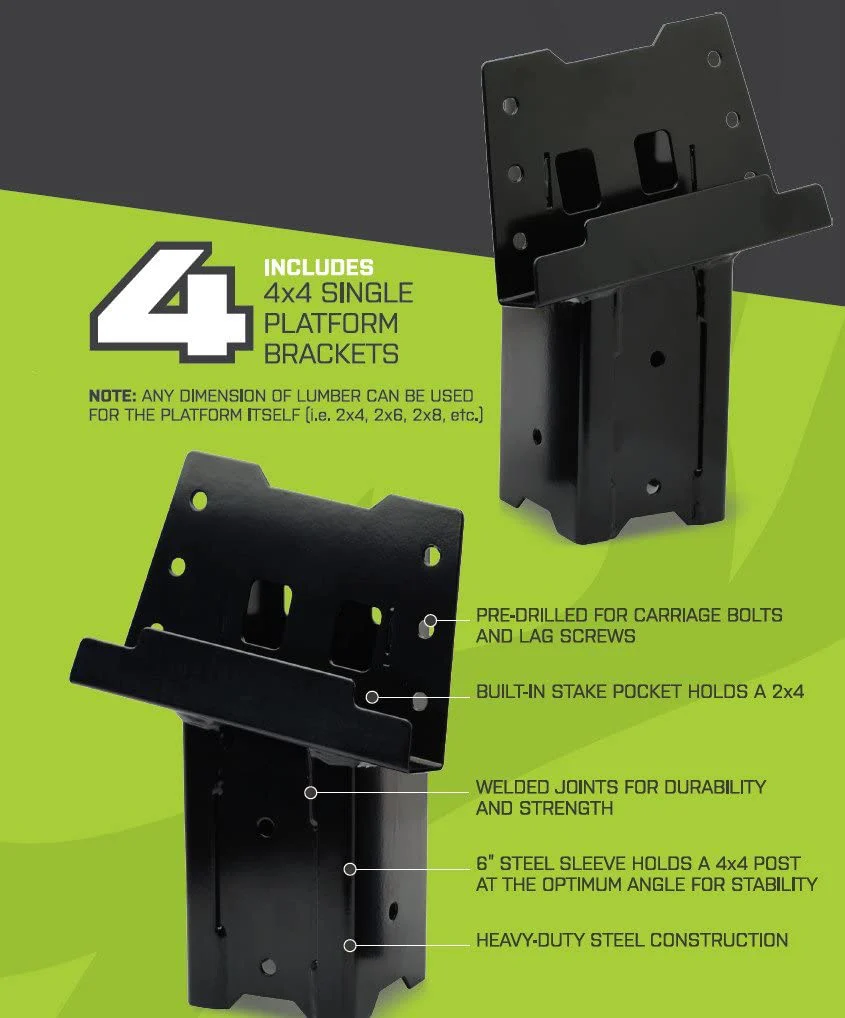 HME Welded Steel Brackets for 4 x 4 Elevated Wood Support Posts, Black (4 Pack) - Image 4
