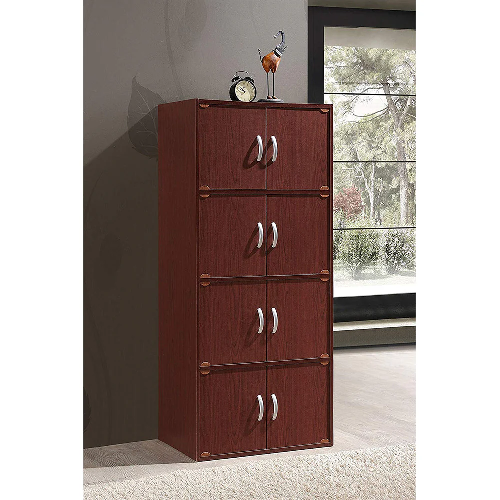 Hodedah 8 Door Enclosed Multipurpose Storage Cabinet for Home/Office, Mahogany - Image 4