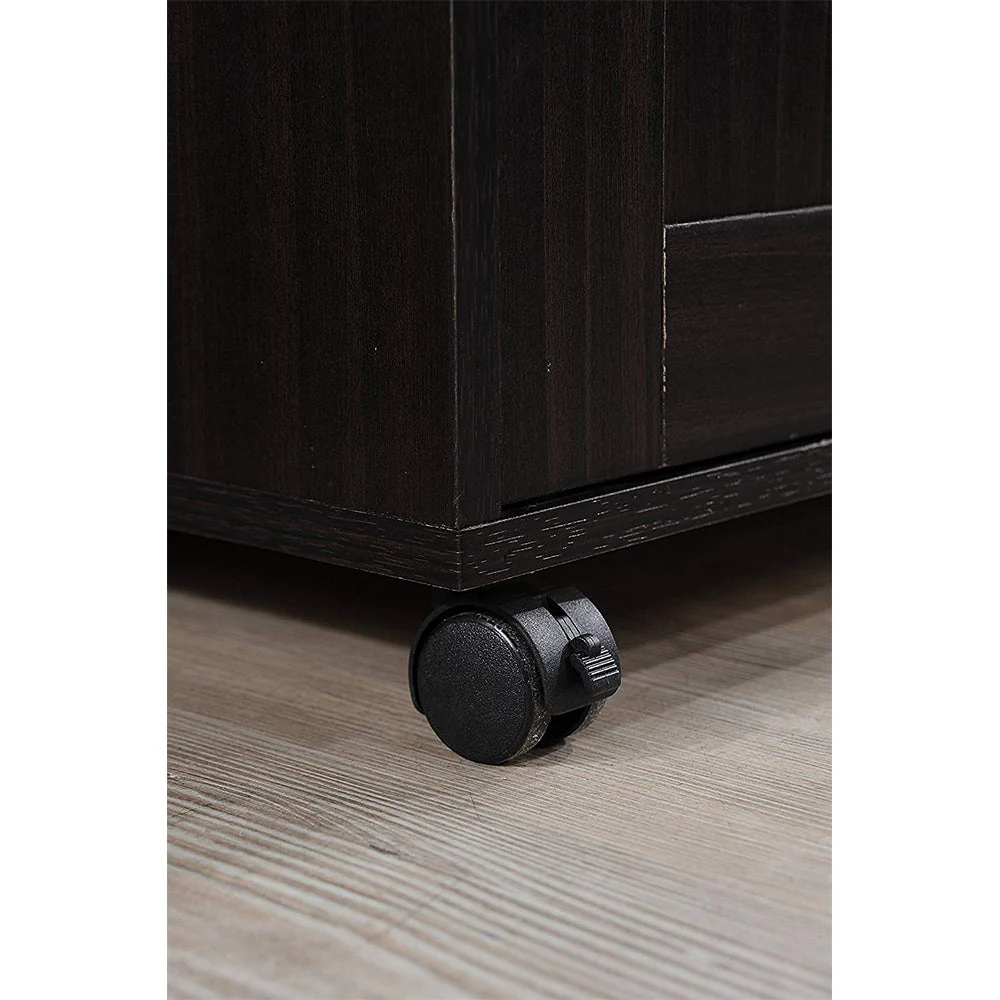 Hodedah Wheeled Kitchen Island with Spice Rack and Towel Holder, Chocolate/Gray - Image 7