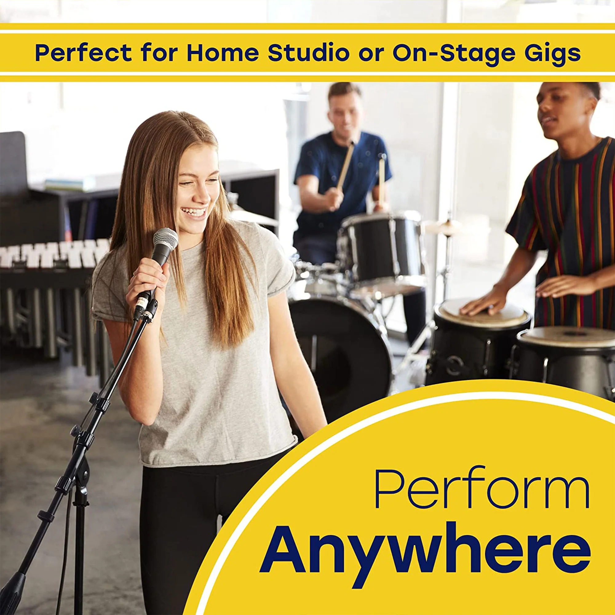 Hola! Music Adjustable Height Standard Clutch Studio Microphone Stand, (2 Pack) - Image 5