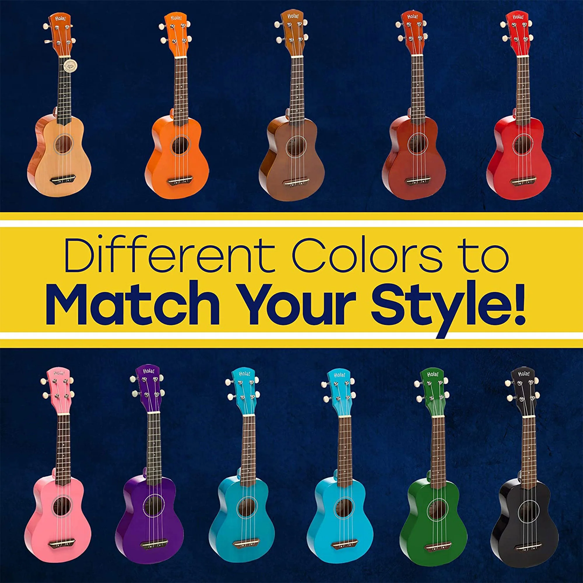 Hola! Music Color Series Soprano Ukulele Set with Tote Bag, Strap, & Picks, Pink - Image 9