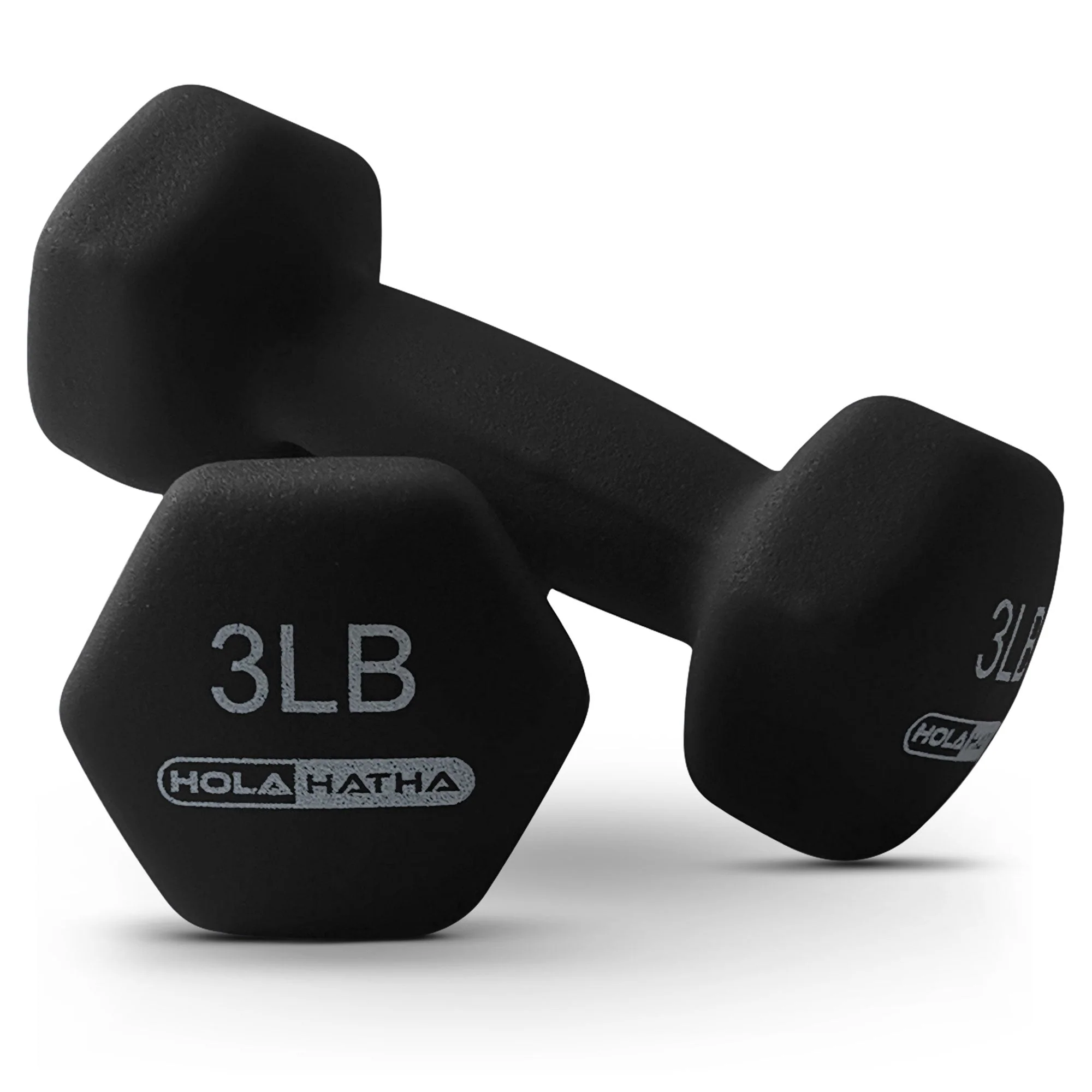 HolaHatha 3, 5 & 8 Pound Hex Dumbbell Hand Weight Set with Storage Rack, Black - Image 7