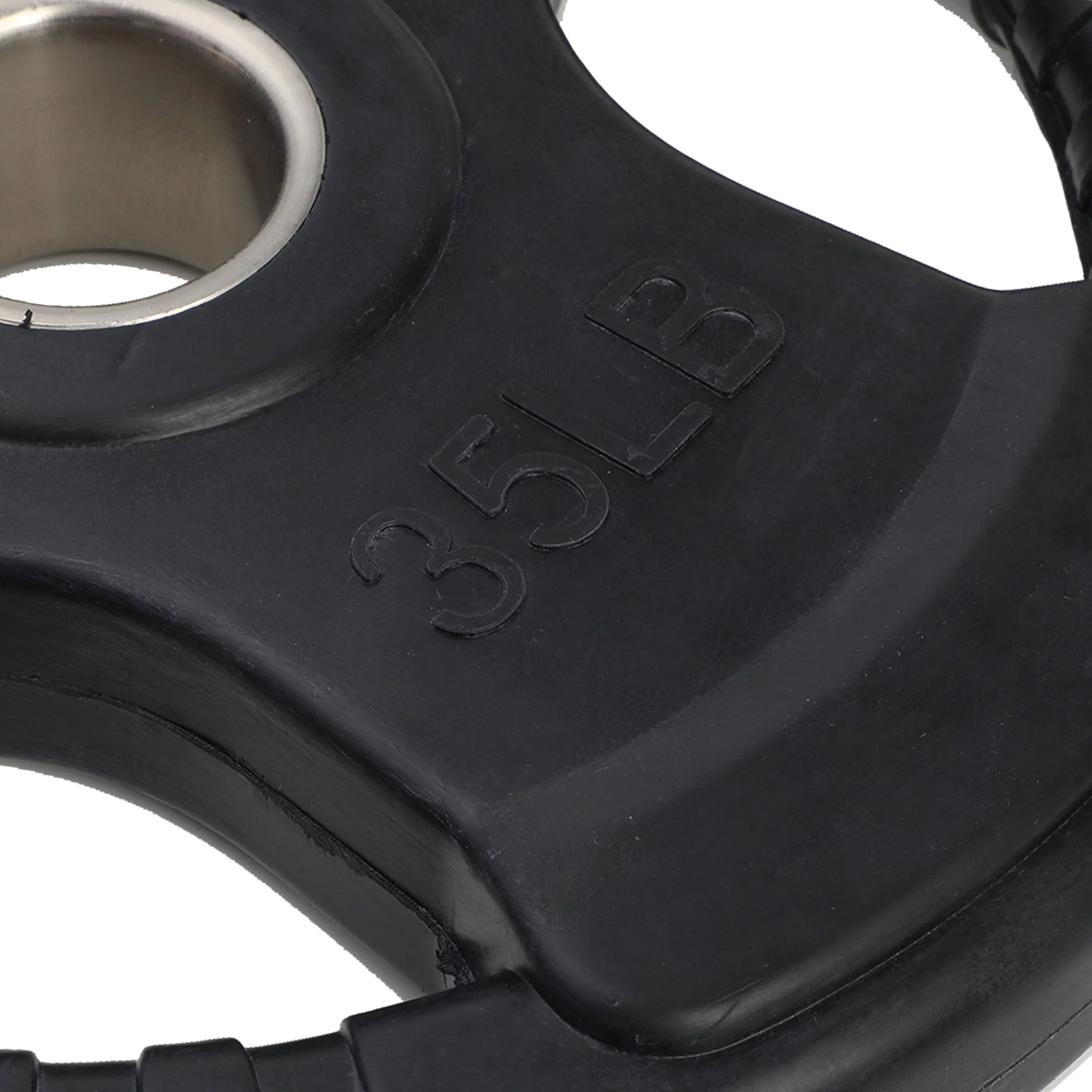 HolaHatha 35 Pound Olympic Rubber Coated Weight Plate w/Tri Grip Handle, Black - Image 7