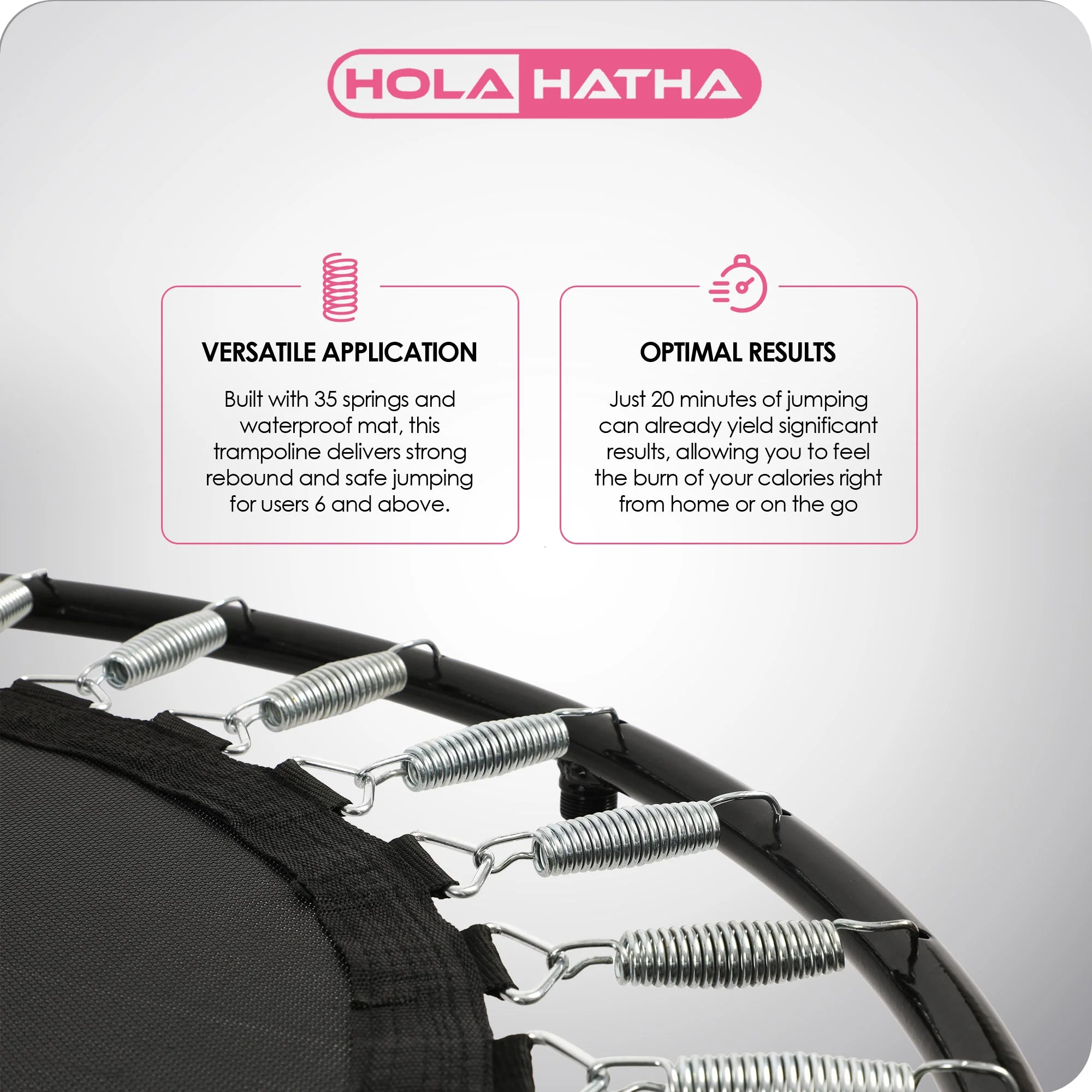 HolaHatha Foldable Mini Trampoline, 36" Round Portable Fitness Rebounder, Black - Image 4
