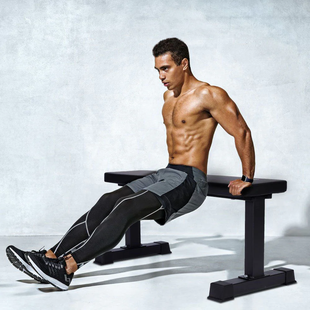 HolaHatha Steel Frame Foam Padded Flat Freeweight Bench for Weight Training - Image 7