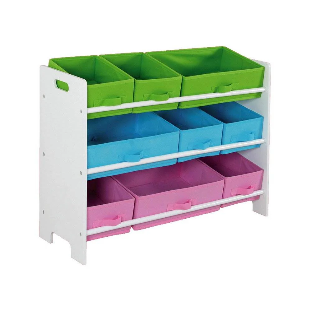 Home Basics Kid Furniture Storage Organization Shelf w/ 9 Bins, White (12 Pack) - Image 3