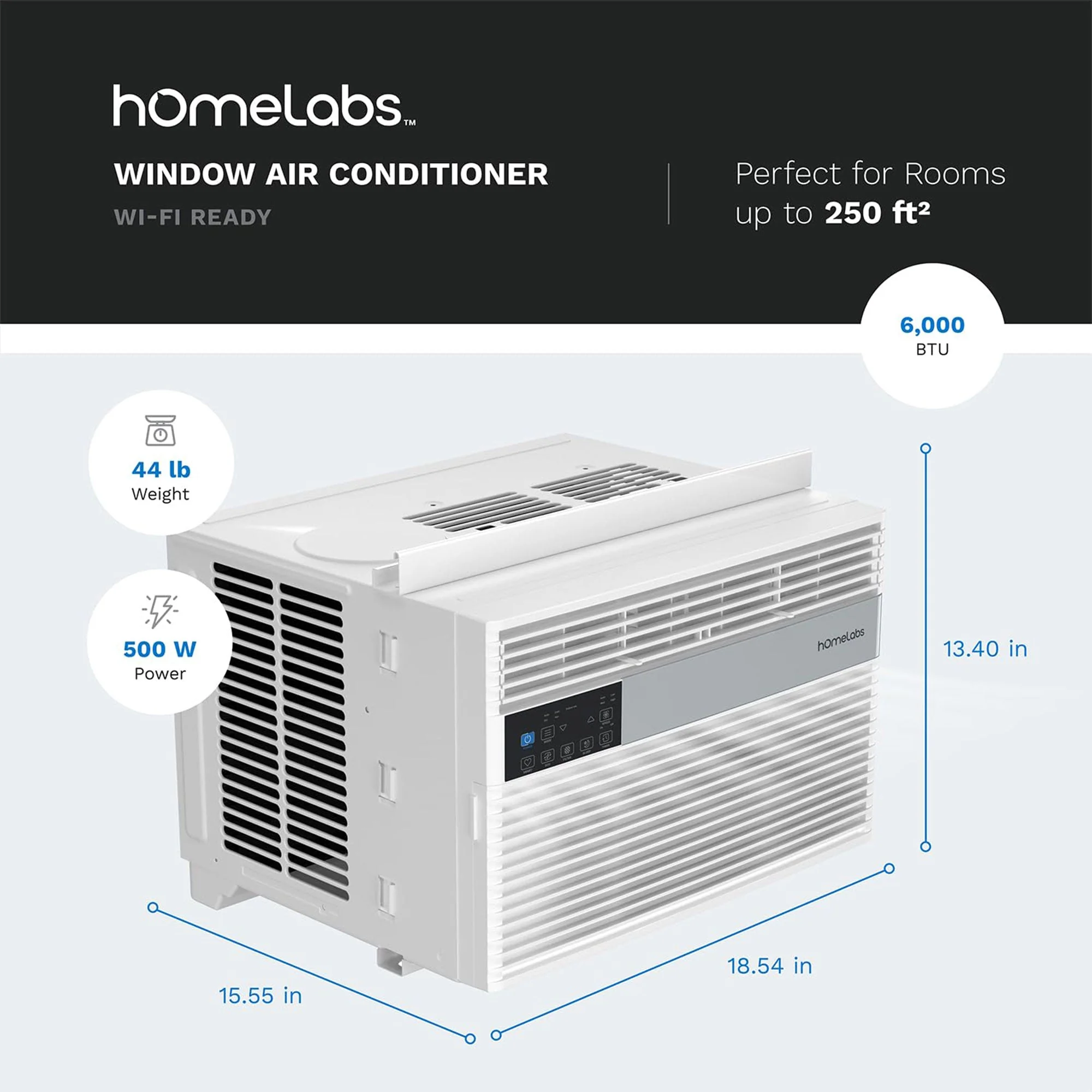 hOmeLabs Window Air Conditioner with Eco Mode, LED Panel, and Remote Control - Image 2
