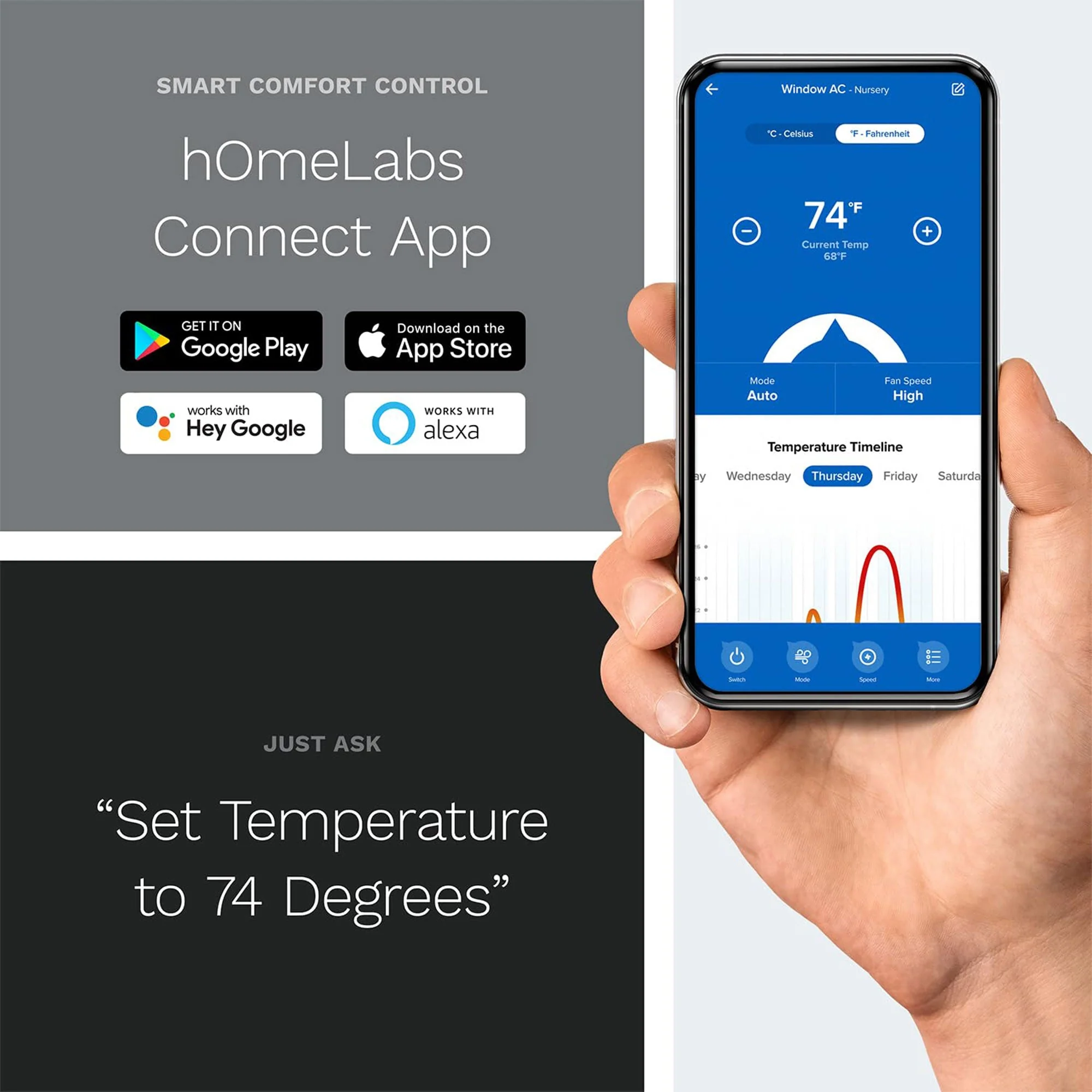 hOmeLabs Window Air Conditioner with Eco Mode, LED Panel, and Remote Control - Image 6
