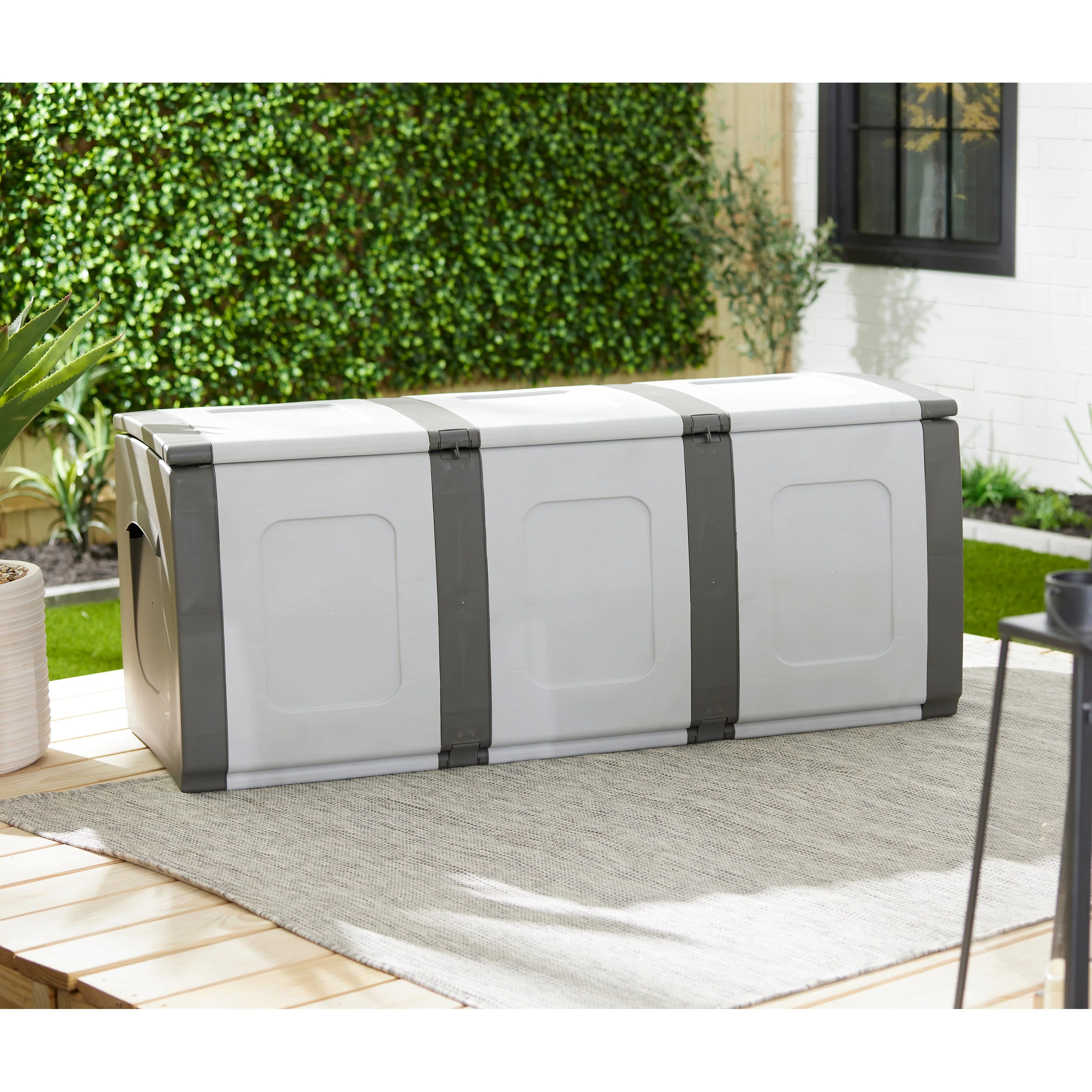 Homeplast Bold Plastic Storage Trunk Resin Deck Box for Patio Cushions, Gray/Anthracite - Image 10