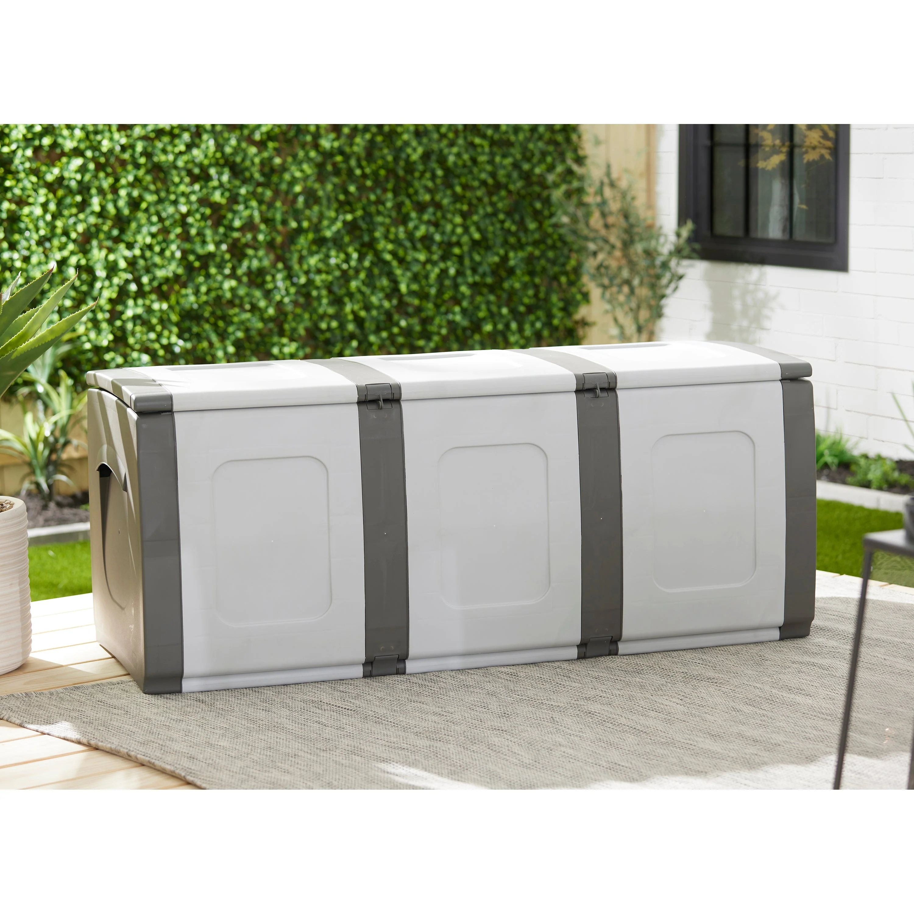 Homeplast Bold Plastic Storage Trunk Resin Deck Box for Patio Cushions, Gray/Anthracite - Image 8
