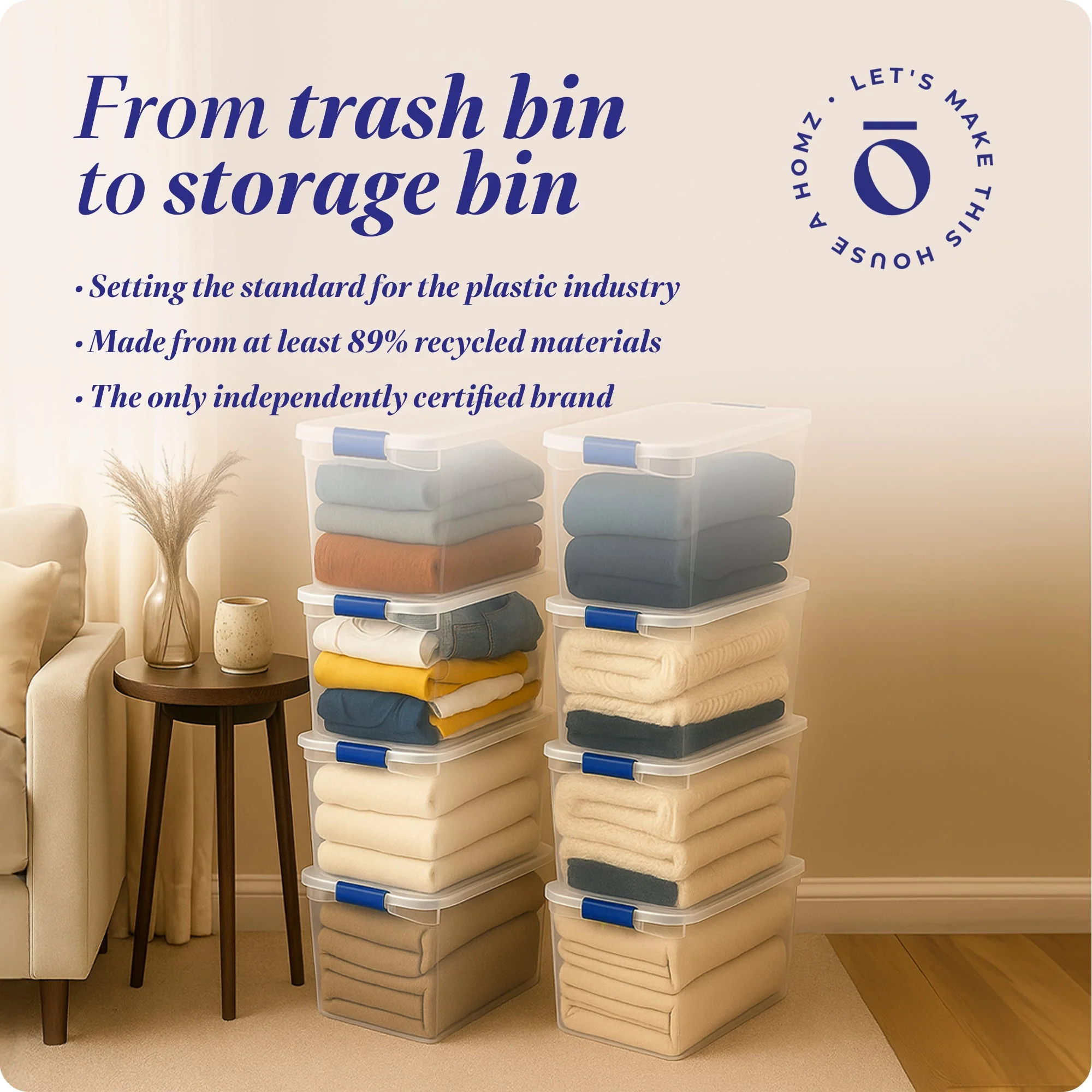 Homz 112 Quart Heavy Duty Clear Plastic Stackable Storage Containers, 8 Pack - Image 7