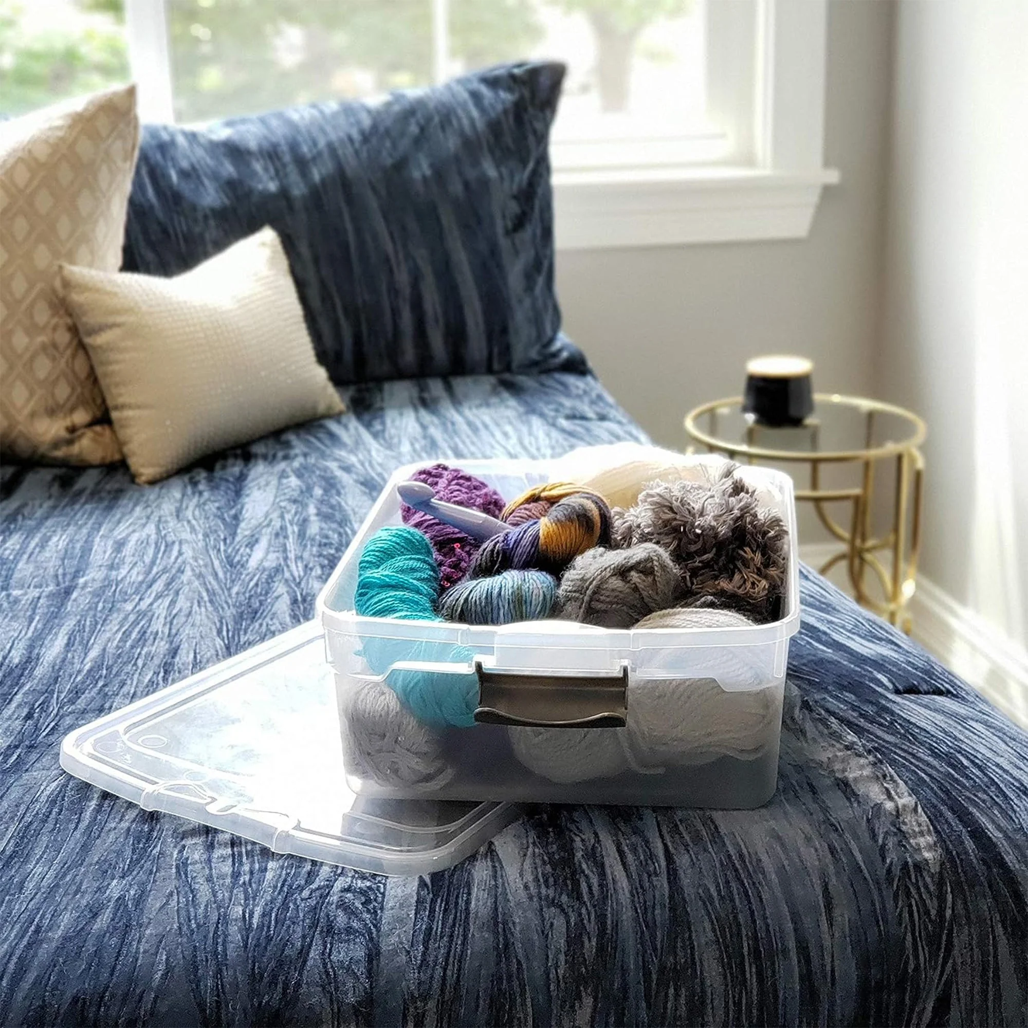 Homz 15.5 Qt Plastic Stackable Home Storage Container w/Lid, Gray Latch (8 Pack) - Image 8