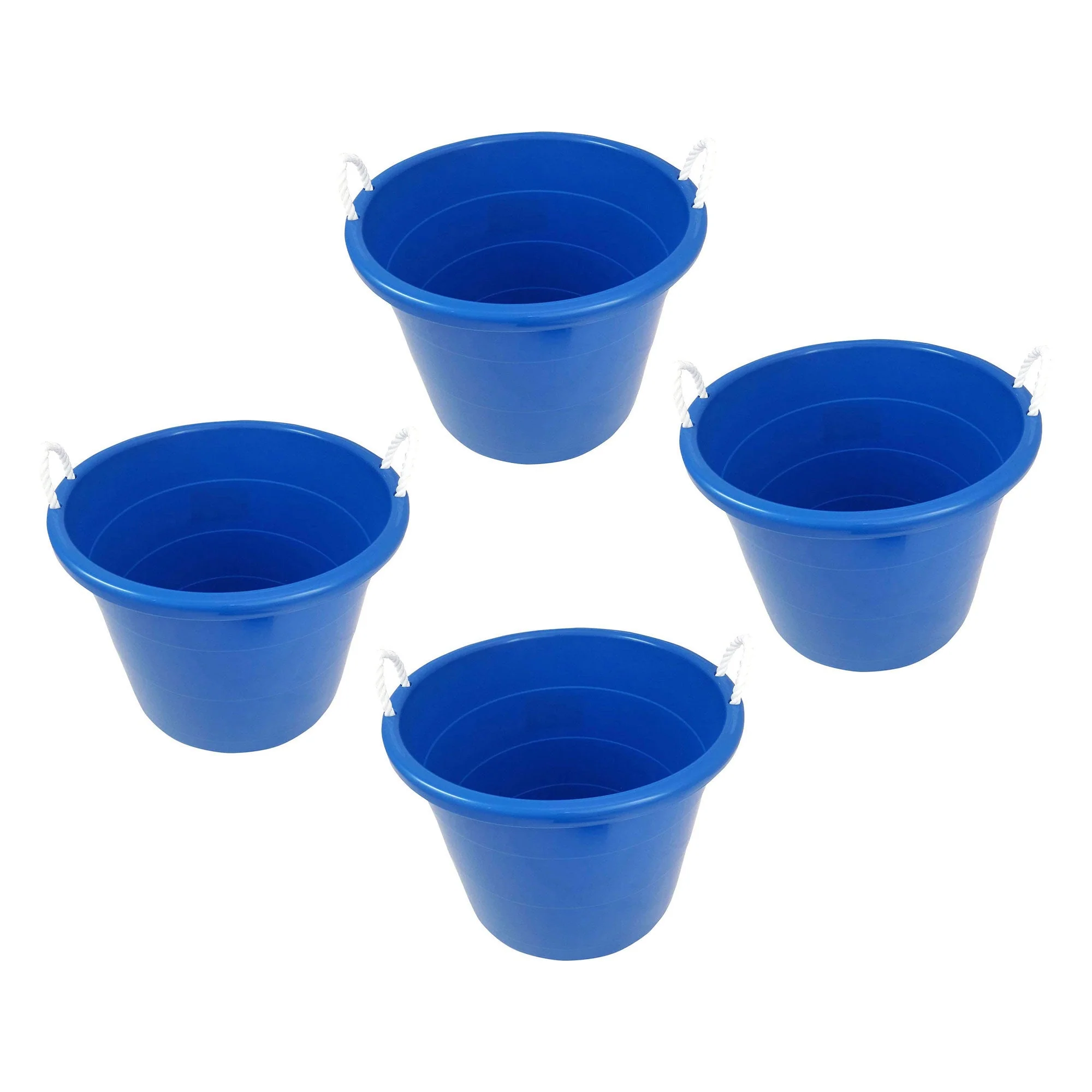 Homz 18 Gal Plastic Open Storage Round Utility Tub with Handles, Blue (4 Pack) - Image 9