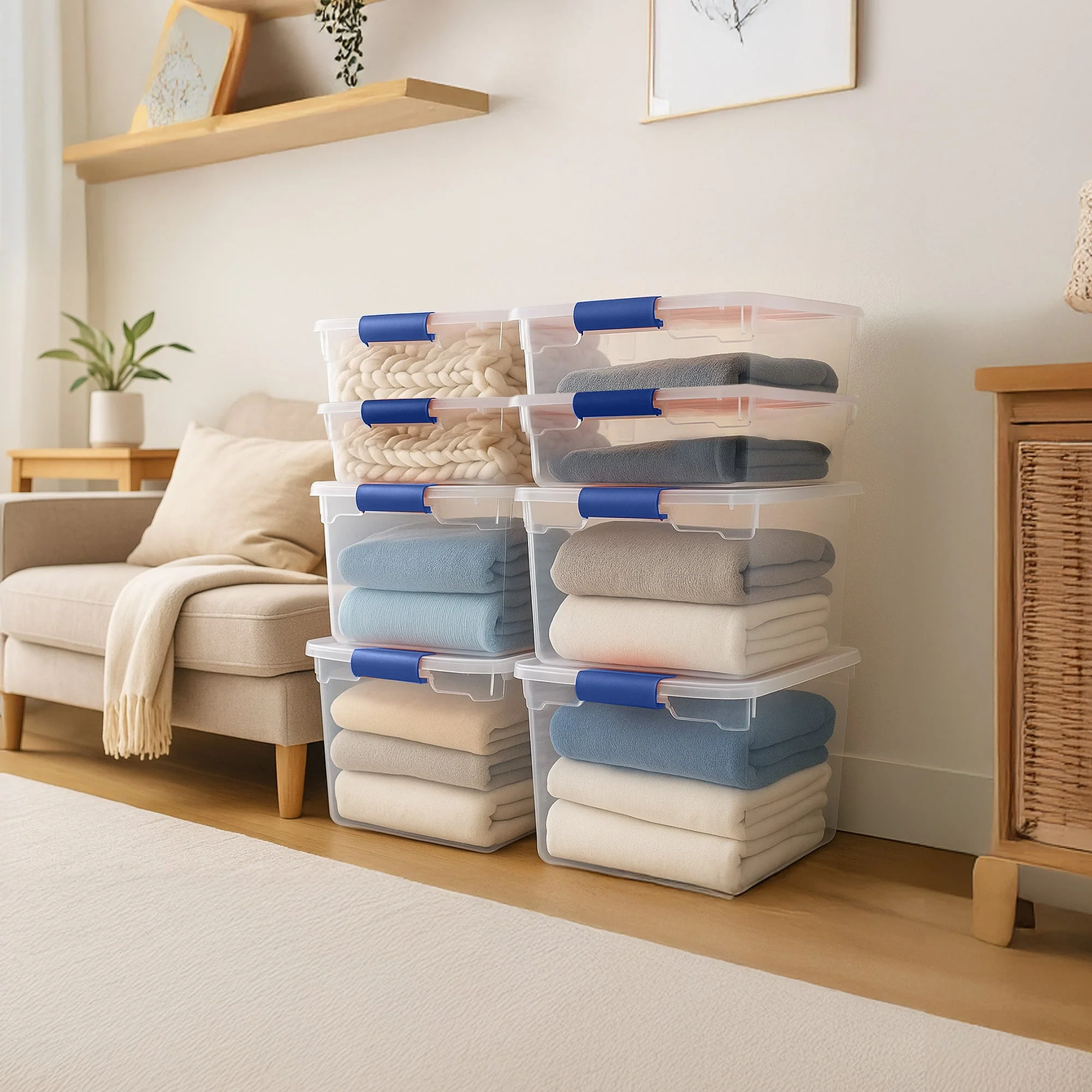 Homz 31qt Clear Plastic Stackable Storage Containers, 4 Pack & 15.5qt, 4 Pack - Image 10