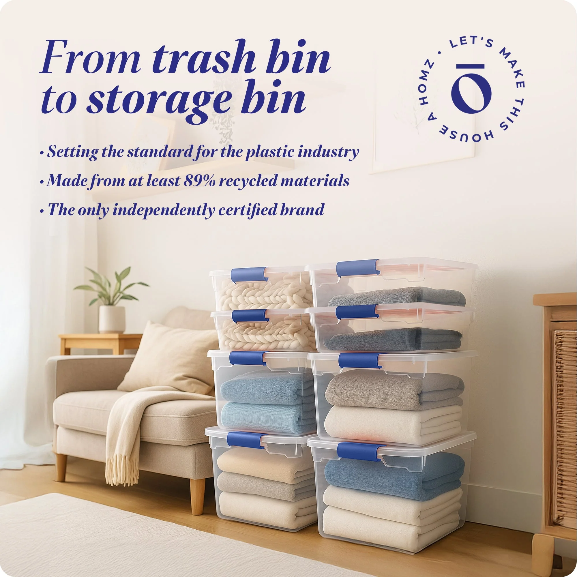 Homz 31qt Clear Plastic Stackable Storage Containers, 4 Pack & 15.5qt, 4 Pack - Image 8