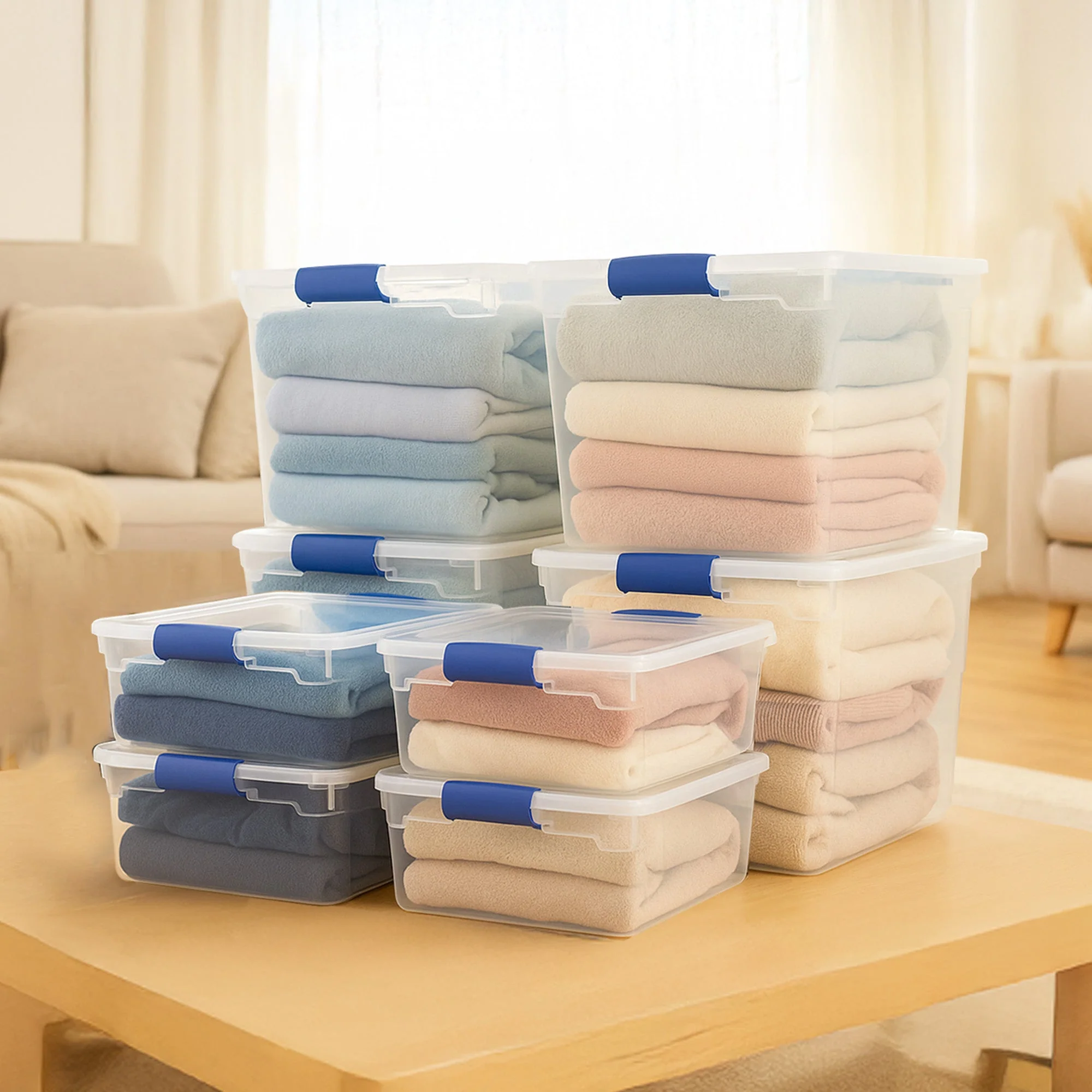 Homz 31qt Clear Plastic Stackable Storage Containers, 4 Pack & 15.5qt, 4 Pack - Image 9