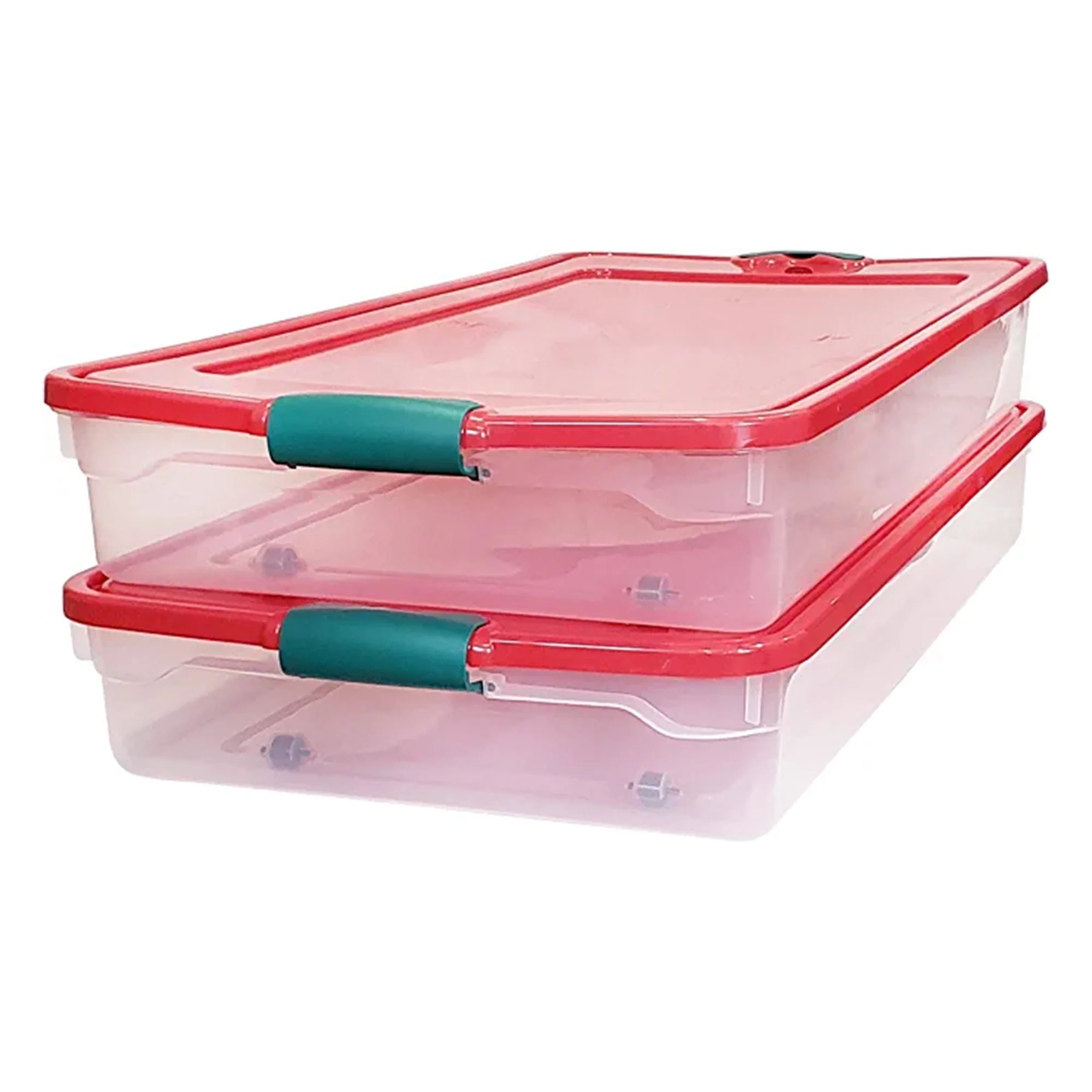 HOMZ 60-Quart Latching Holiday Underbed Storage Container Box, Clear (2 Pack) - Image 10