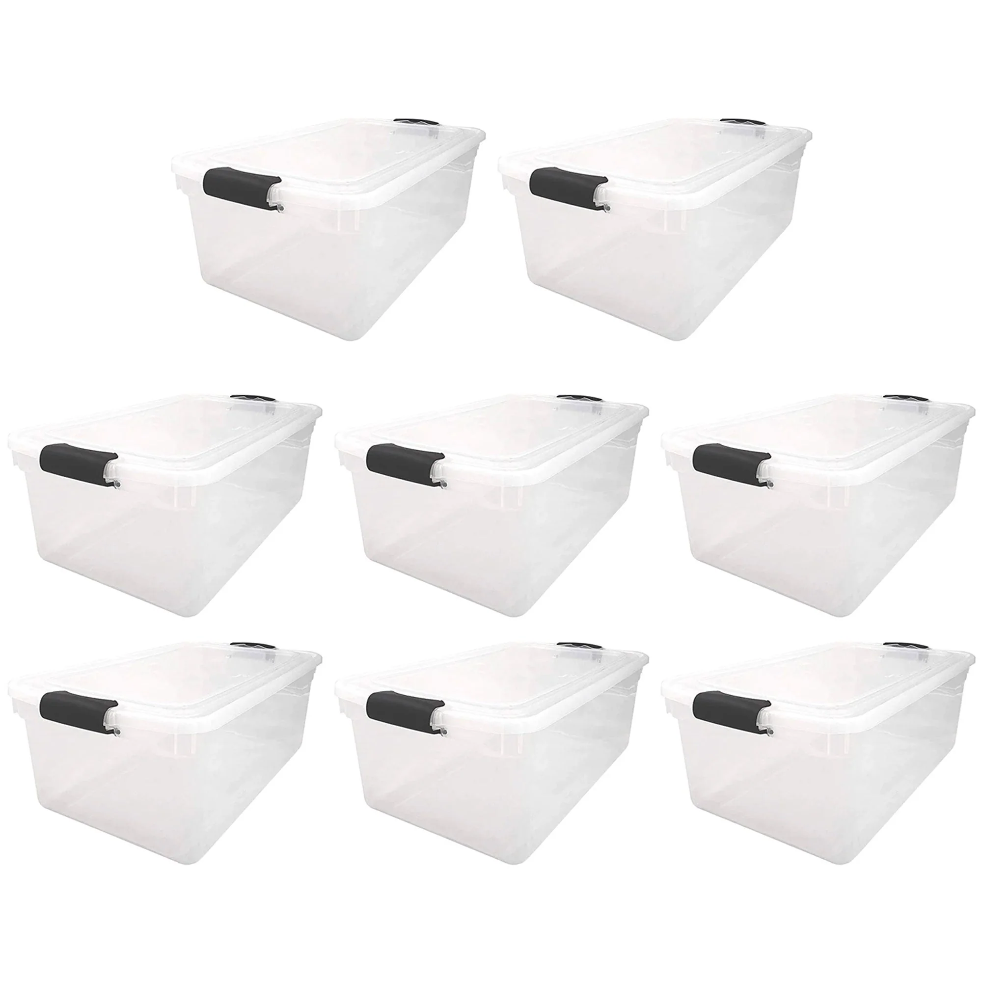 Homz 64 Qt Multipurpose Stackable Storage Bin with Latching Lids, Clear (8 Pack) - Image 10