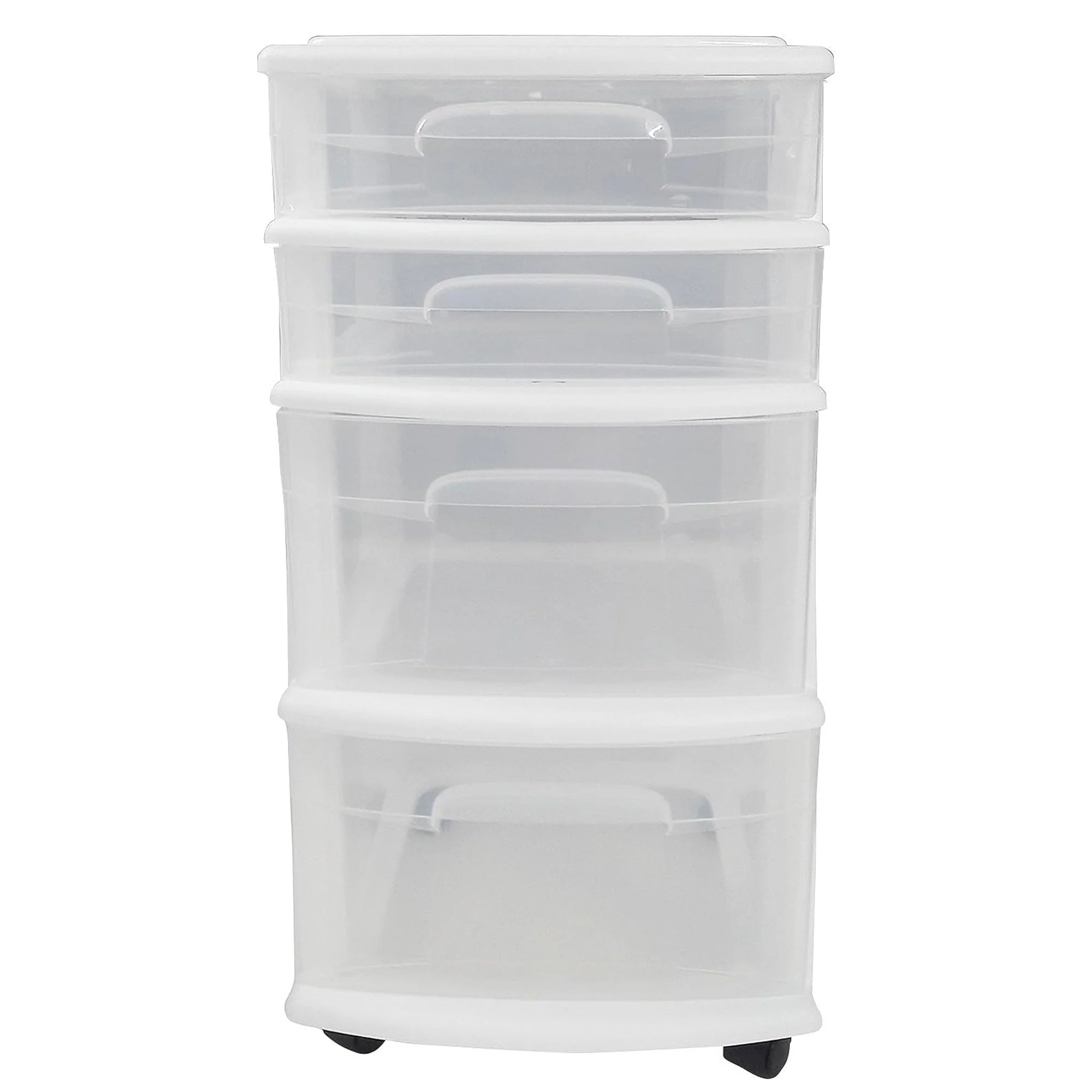Homz Clear Plastic 4 Drawer Medium Storage Container Tower, White Frame (2 Pack) - Image 8