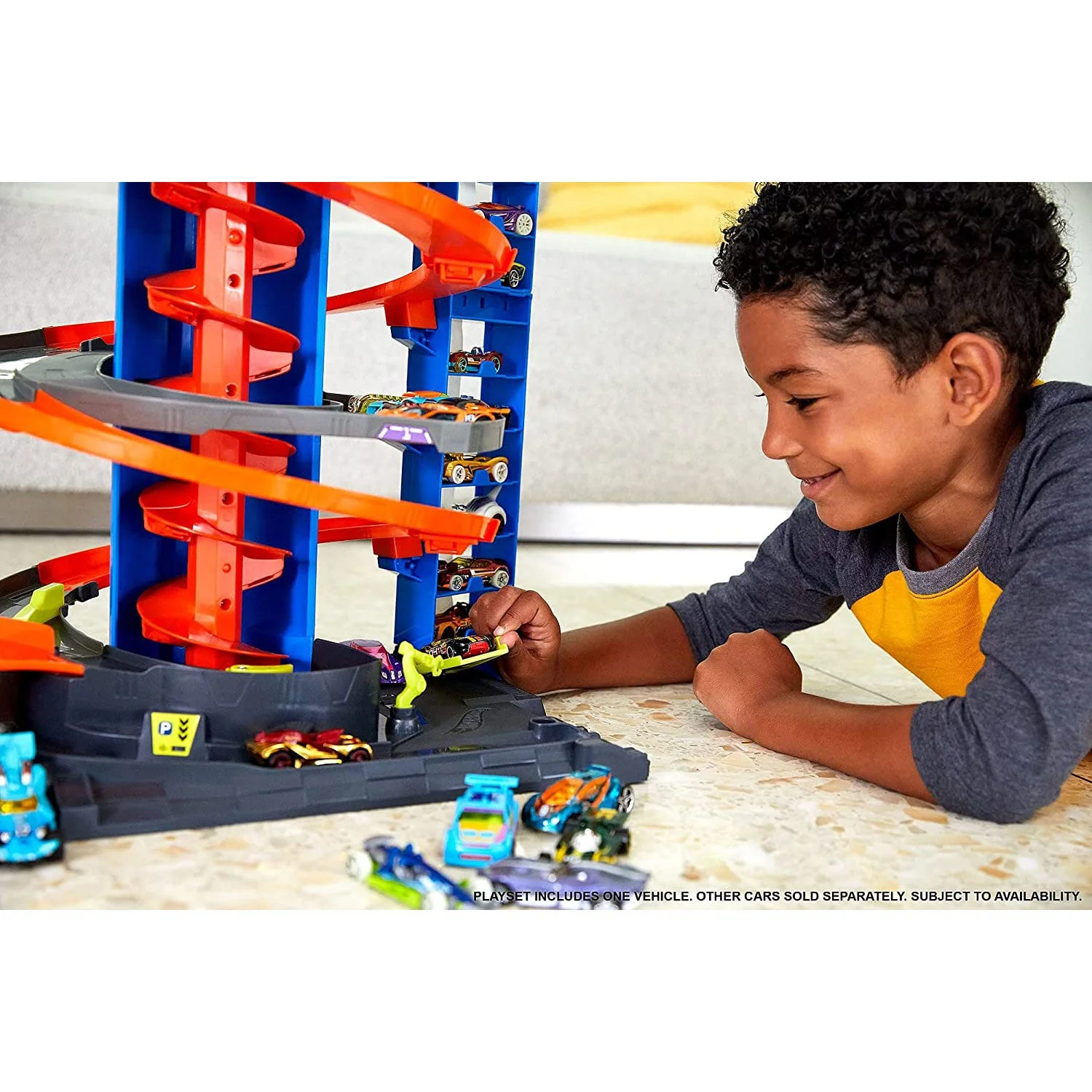 Hot Wheels City Mega Garage Playset w/ Corkscrew Elevator & Storage for 60+ Cars - Image 7