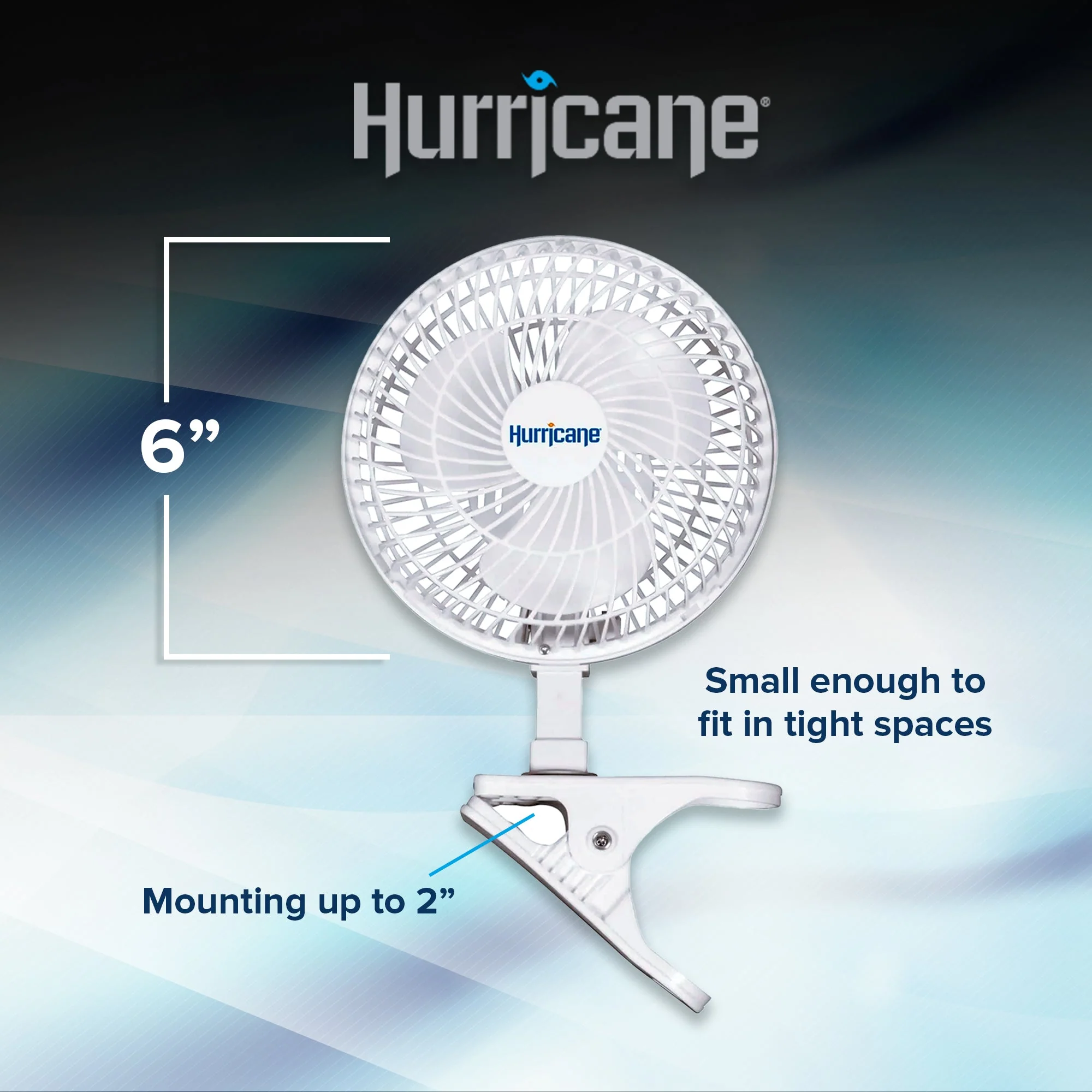 Hurricane Classic 6" Mini Clip On Fan for Desks & Night Stands, White (2 Pack) - Image 3