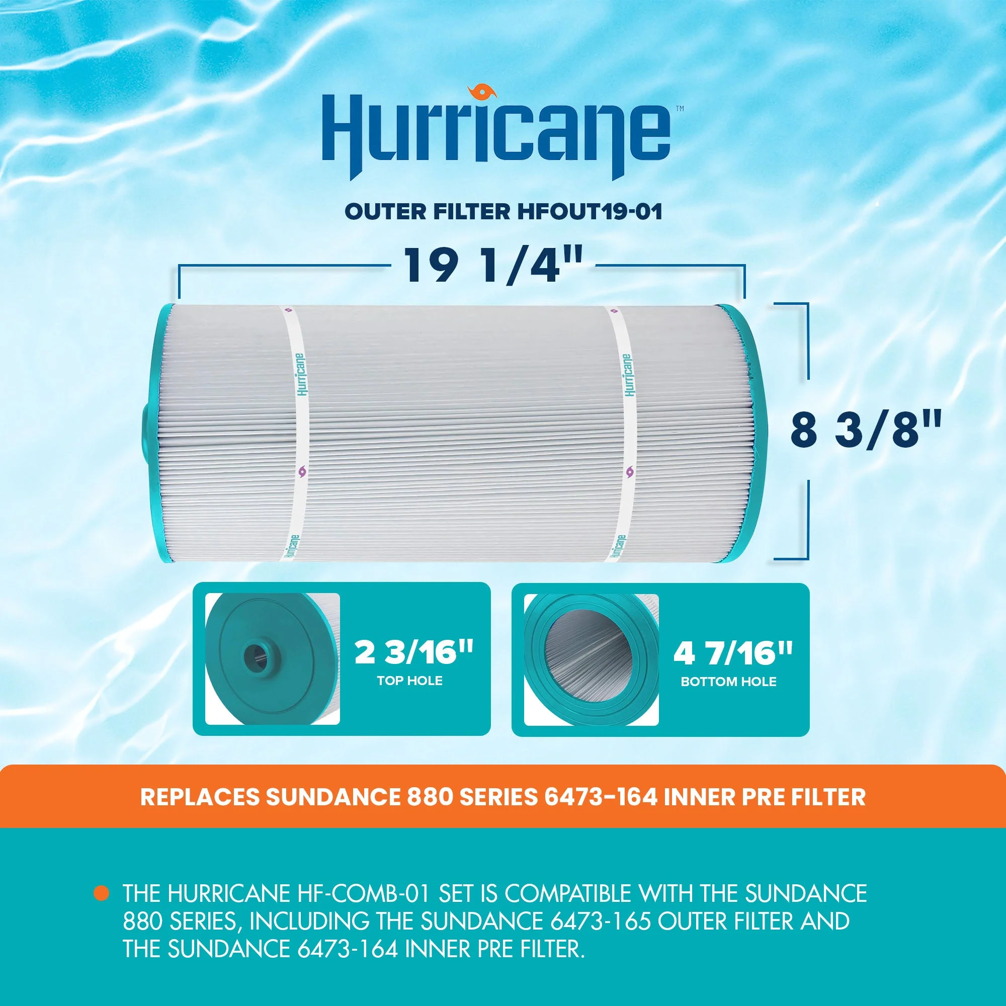 Hurricane HFCOMB-01 Advanced Spa Filter Cartridge Inner and Outer Filter Set - Image 3