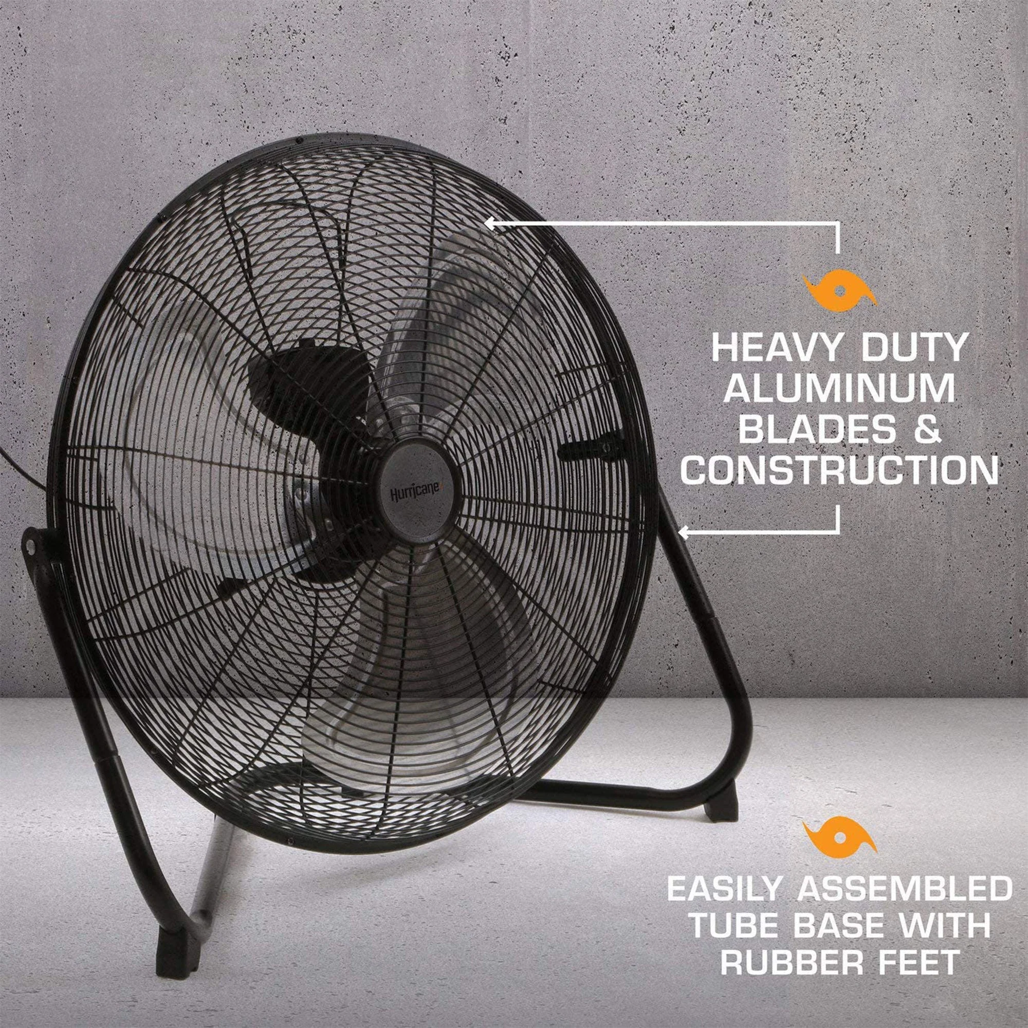 Hurricane Pro 20 Inch 3 Speed High Velocity Metal Floor Fan, Black (2 Pack) - Image 4