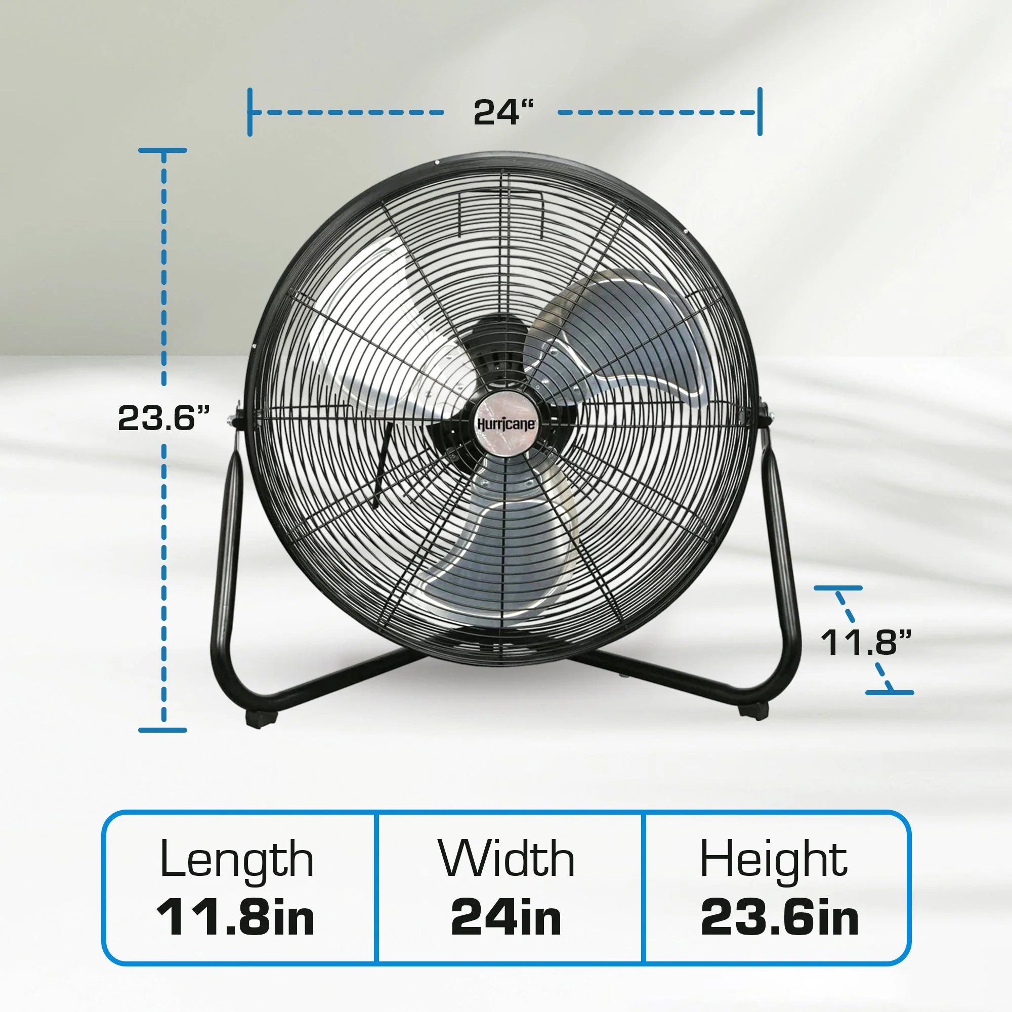 Hurricane Pro Series 20" High Velocity Heavy Duty Metal Orbital Floor Fan, Black - Image 2