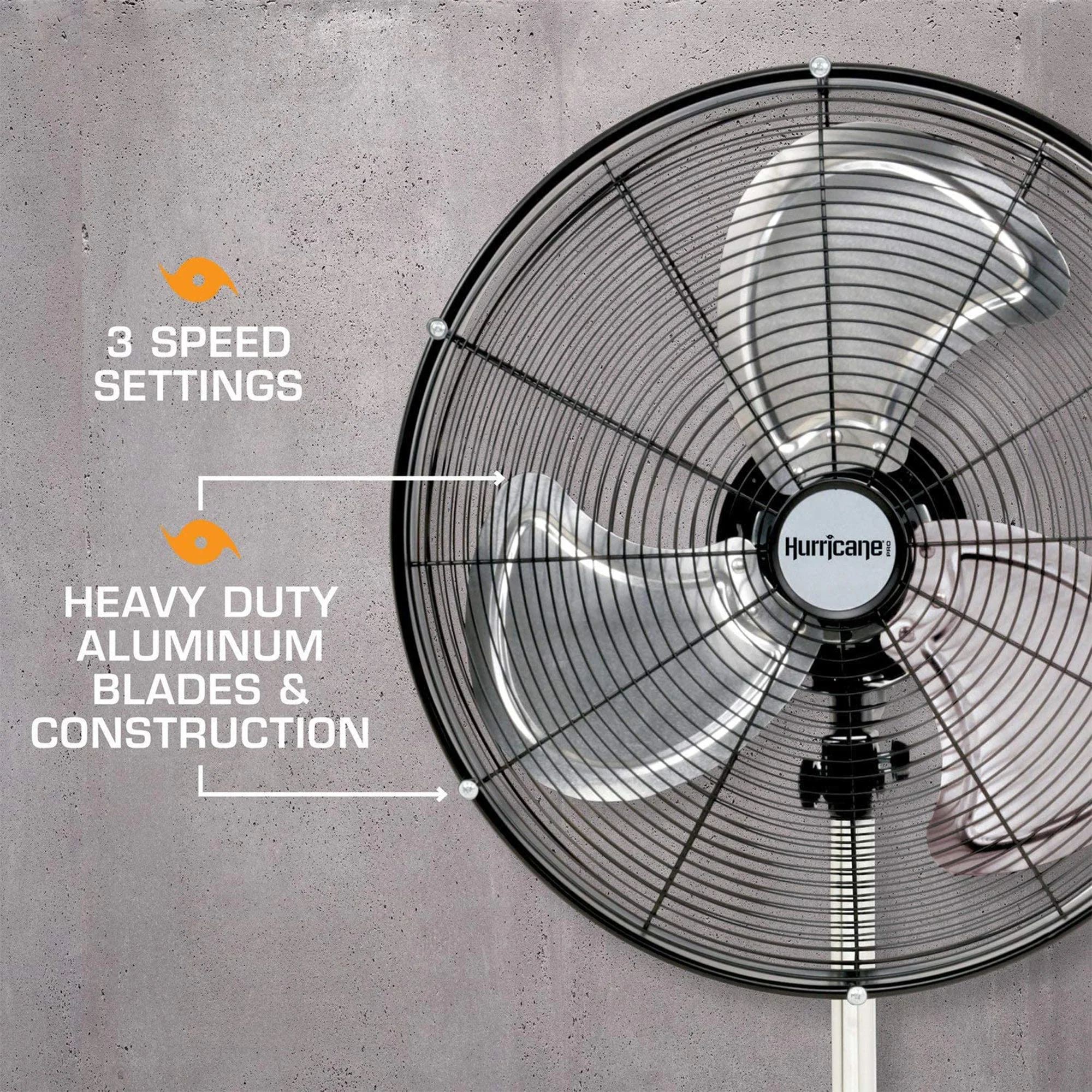 Hurricane Pro Series 20 Inch High Velocity Oscillating Pedestal Stand Fan, Black - Image 2