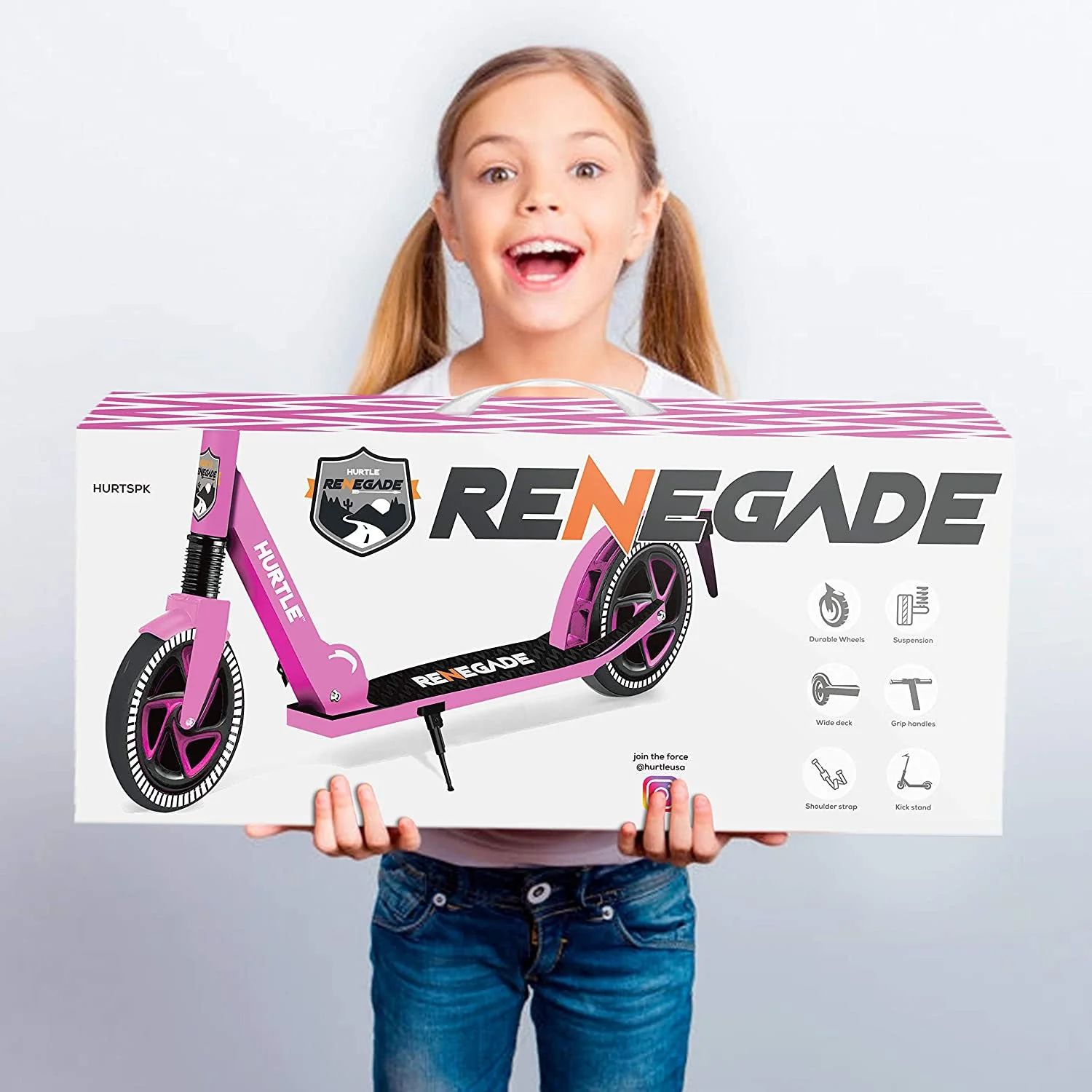 Hurtle Renegade Lightweight Foldable Teen and Adult Commuter Kick Scooter, Pink - Image 5