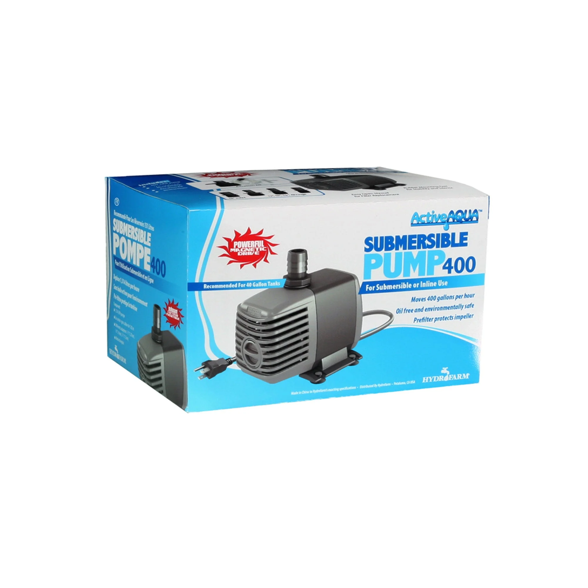 Hydrofarm Active Aqua AAPW400 Oil Free 400GPH Submersible Hydroponics Water Pump - Image 4