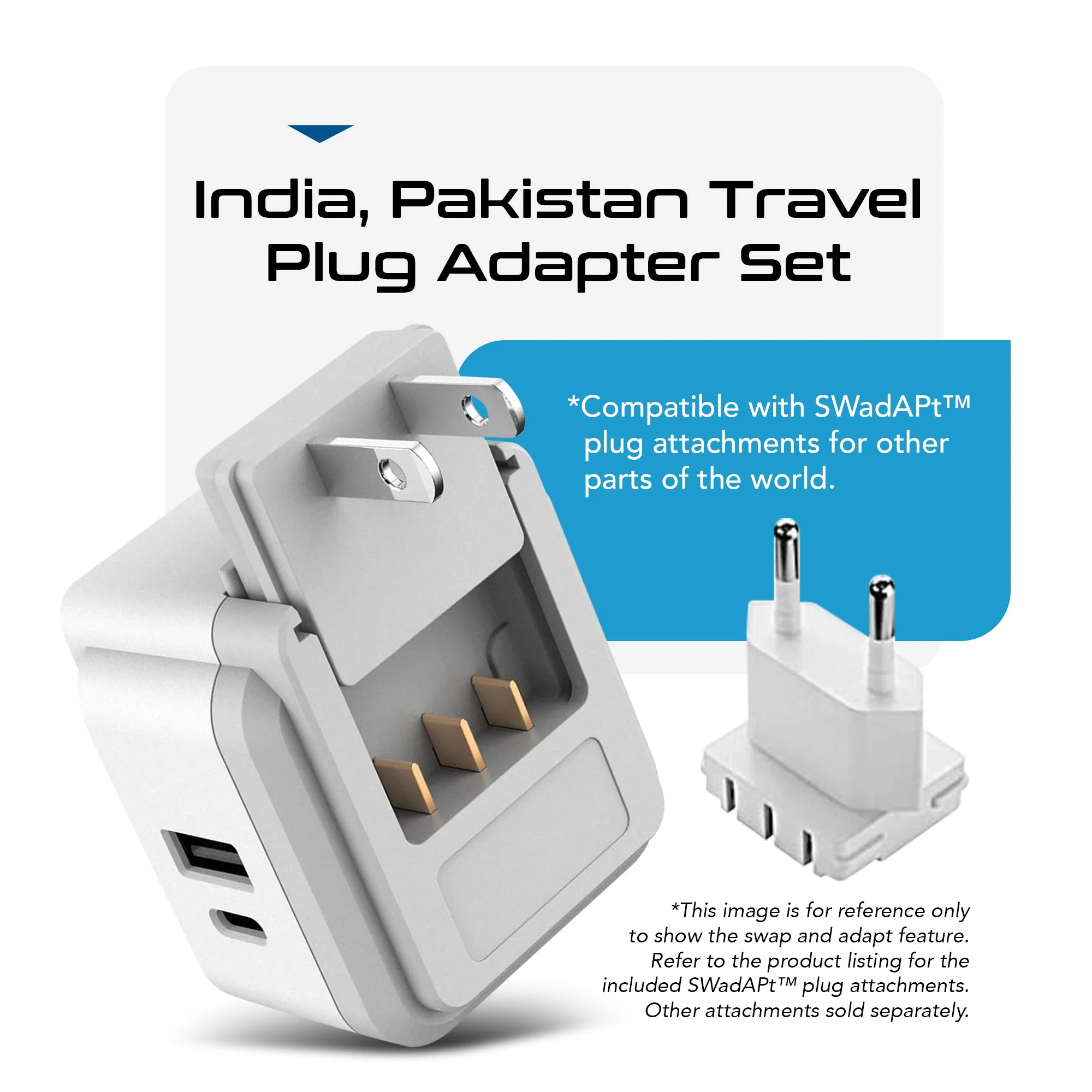 India, Nepal Travel Adapter Set | Type C, D - USB & USB-C Ports + 2 US Outlets (PAK-IN) - Image 7