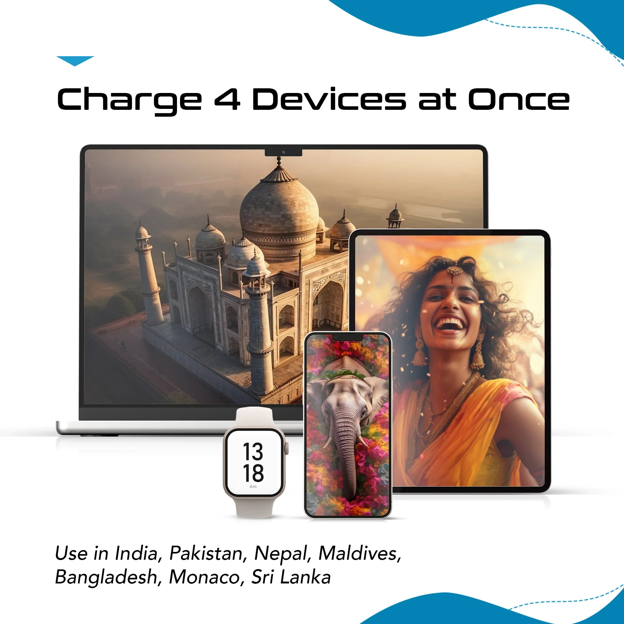 India, Nepal Travel Adapter Set | Type C, D - USB & USB-C Ports + 2 US Outlets (PAK-IN) - Image 9