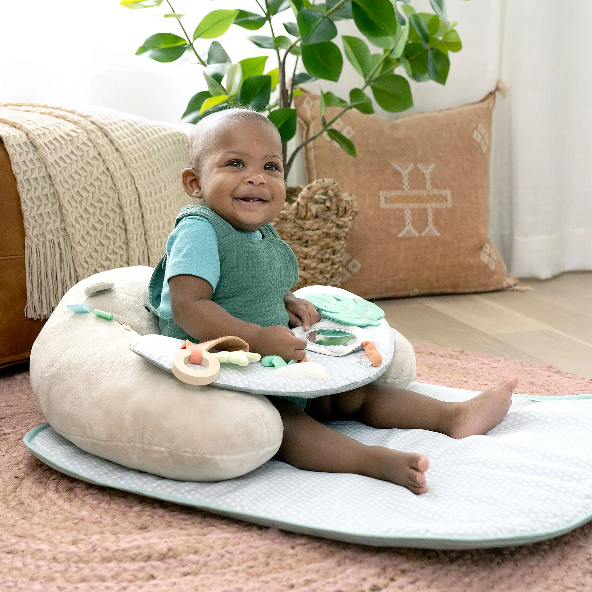 Ingenuity Nate The Bear Cozy 4 In 1 Sit Up & Prop Activity Mat for Newborns & Up - Image 5