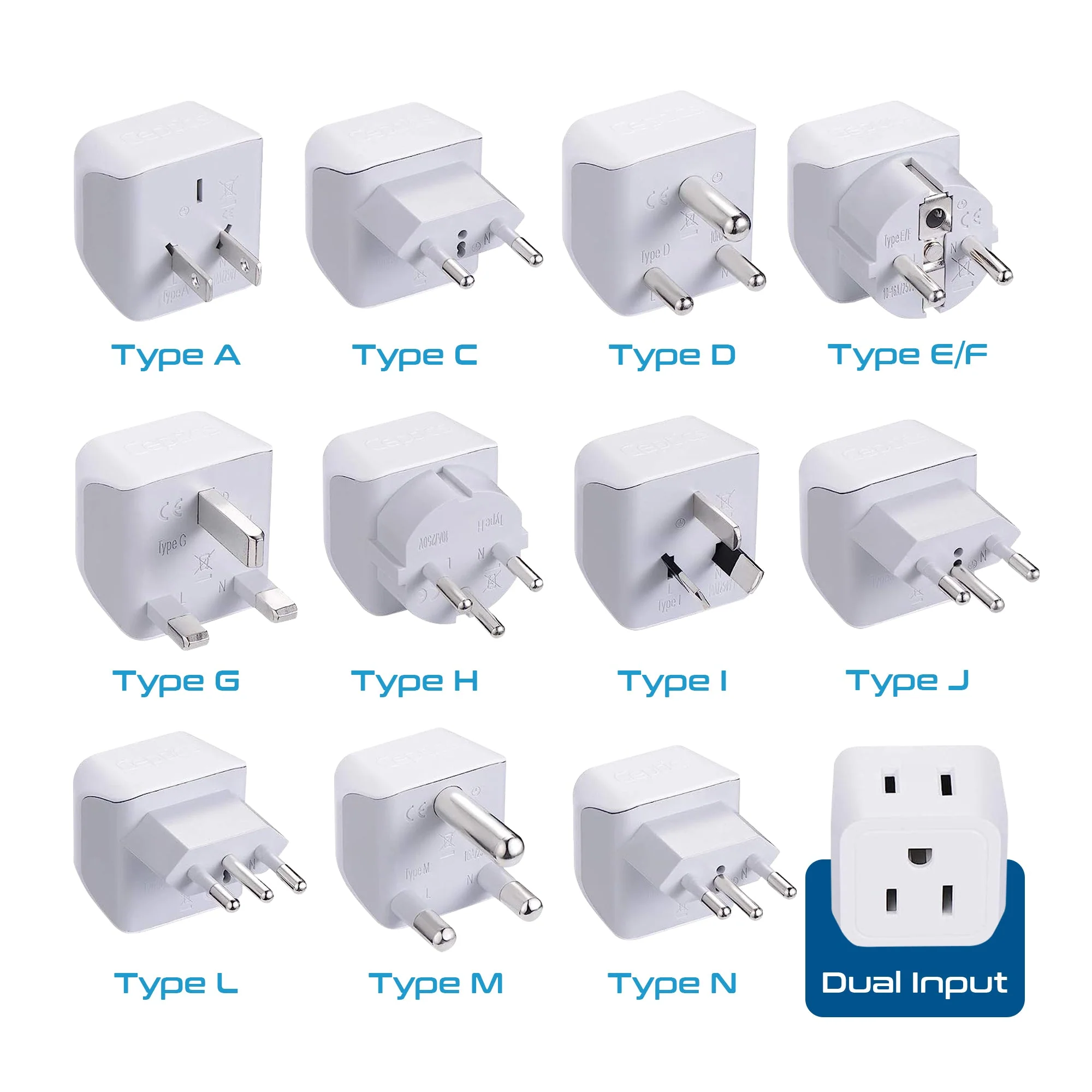 International Travel Adapter Plug Set - 11 pcs 2 in 1 Compact (CT-11PK) - Image 11