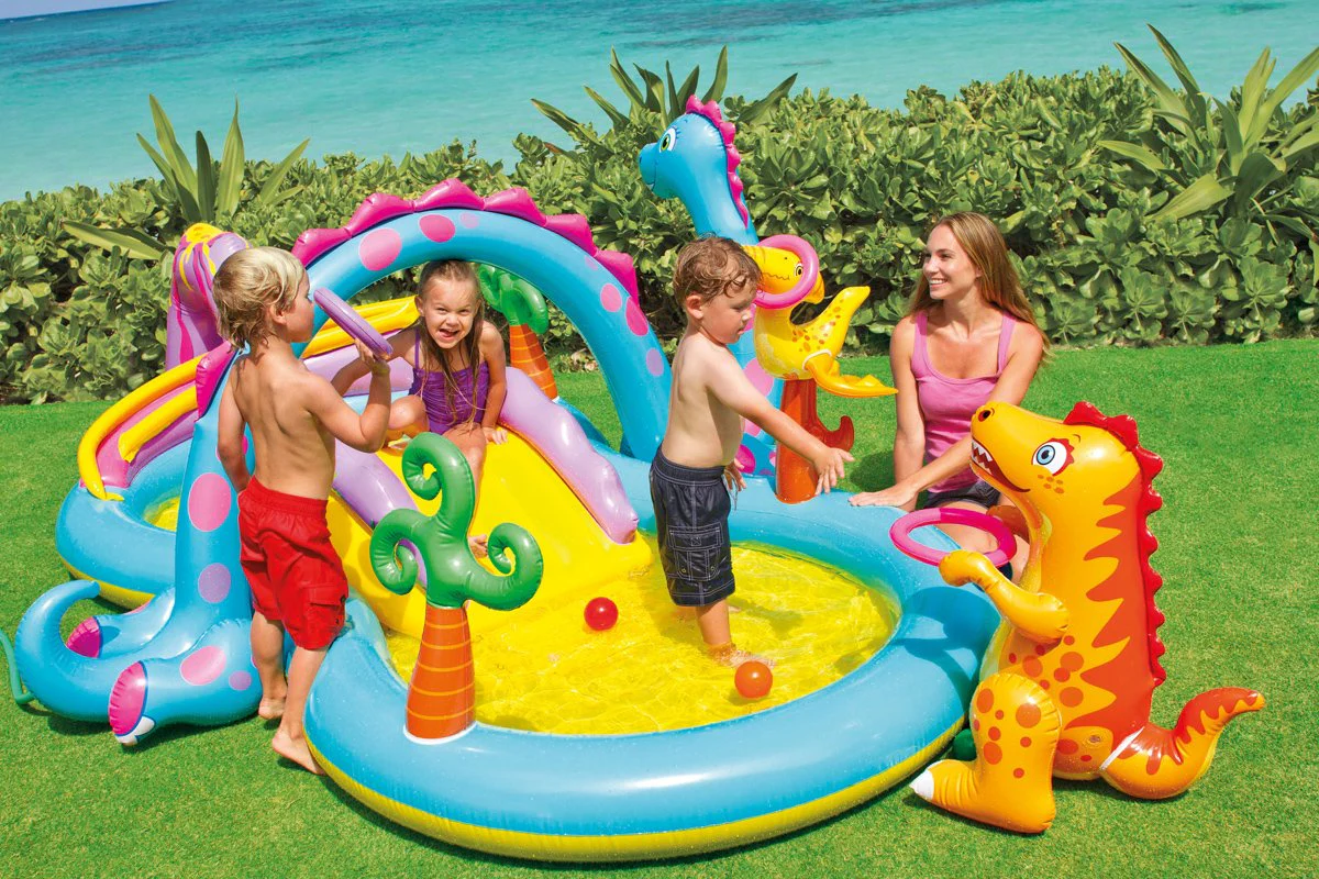 Intex 11' x 7.5' x 44" Play Center Kiddie Pool & 120V Electric Air Pump - Image 7