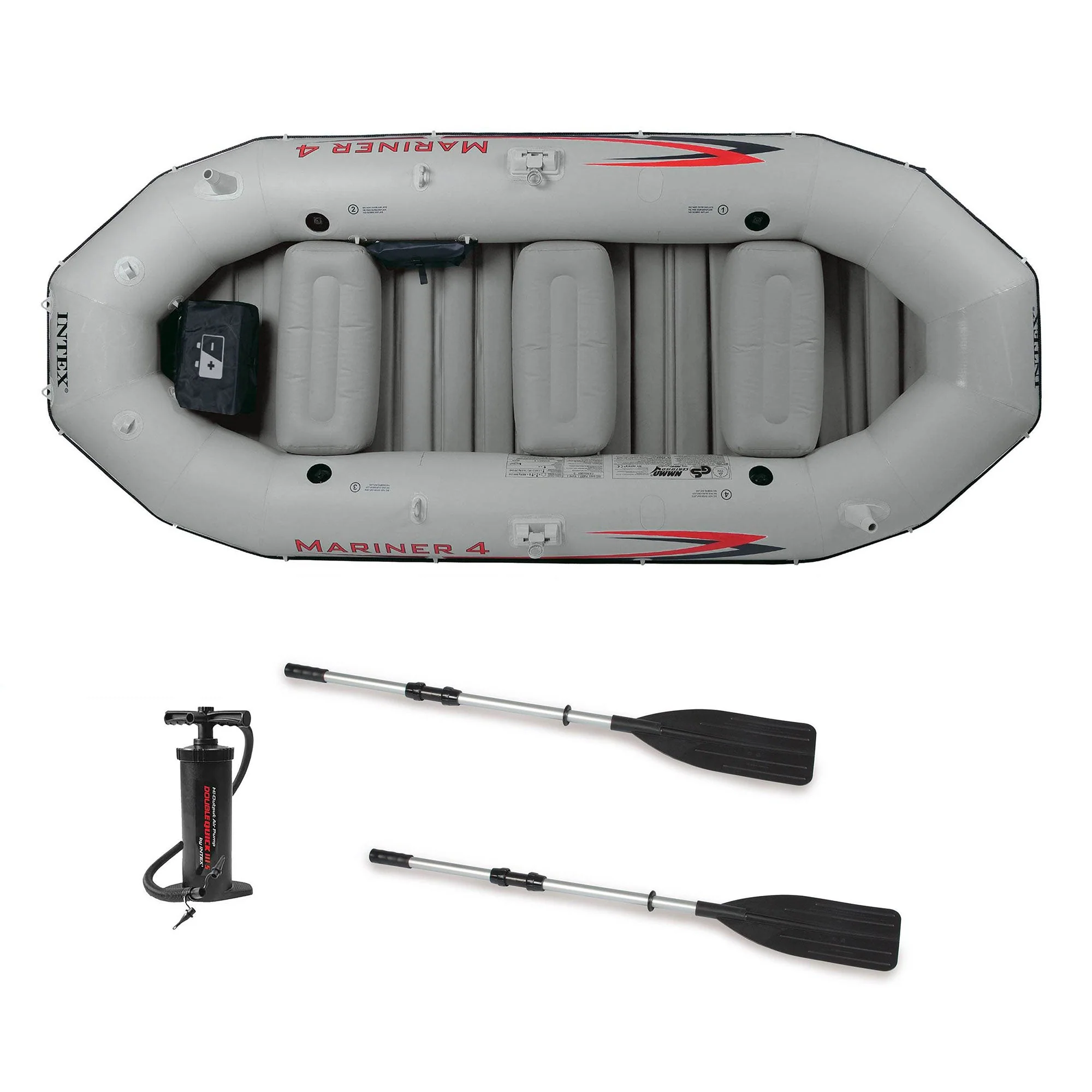 INTEX 12 Volt 8 Speed Trolling Motor, Mount Kit and Mariner 4-Person Boat Set - Image 2