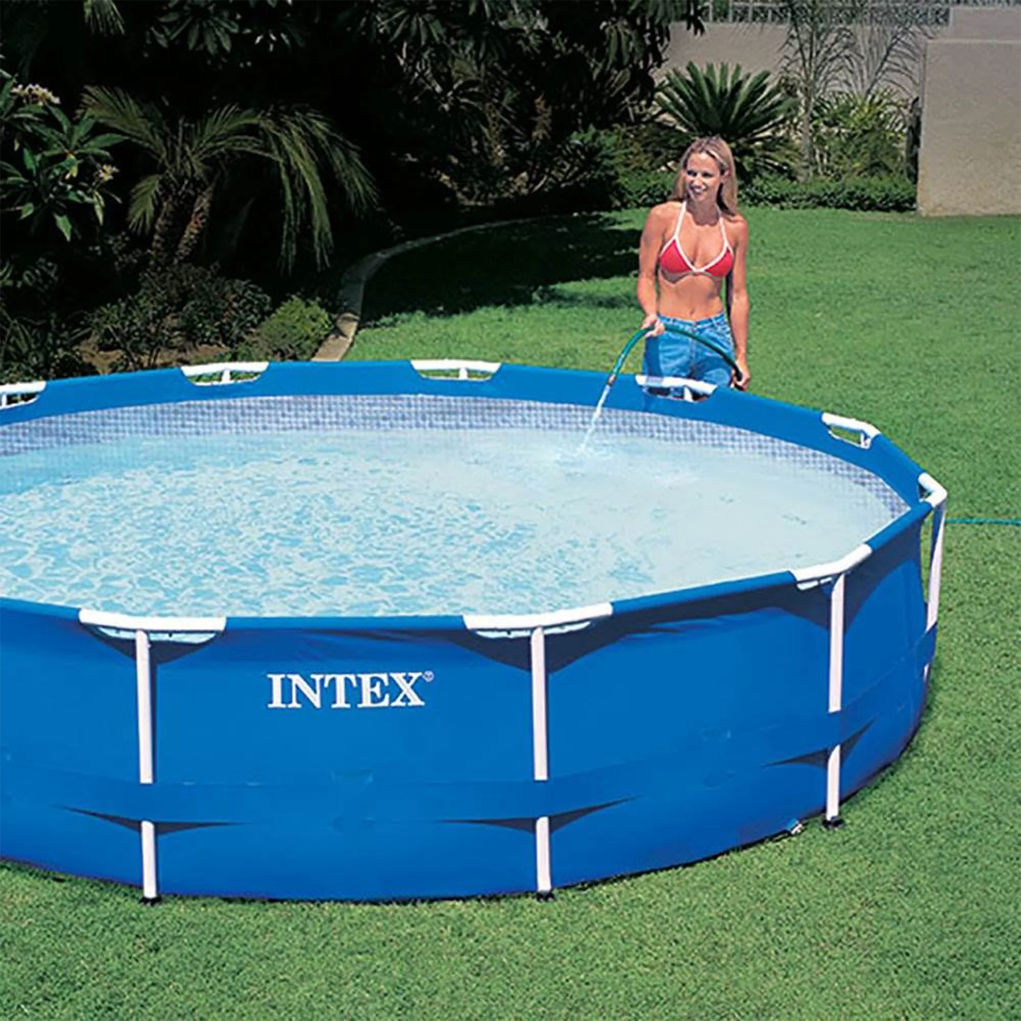 Intex 12ft x 30in Metal Frame Set Above Ground Swimming Pool with Filter - Image 10