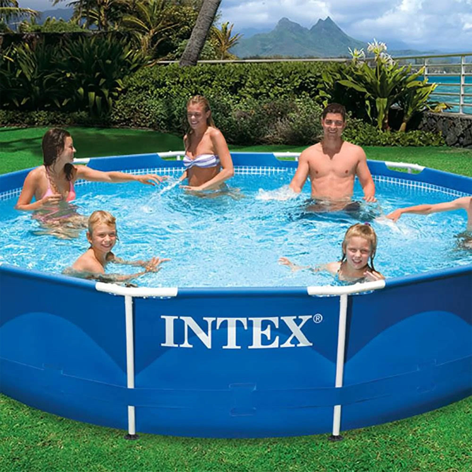 Intex 12ft x 30in Metal Frame Set Above Ground Swimming Pool with Filter - Image 11