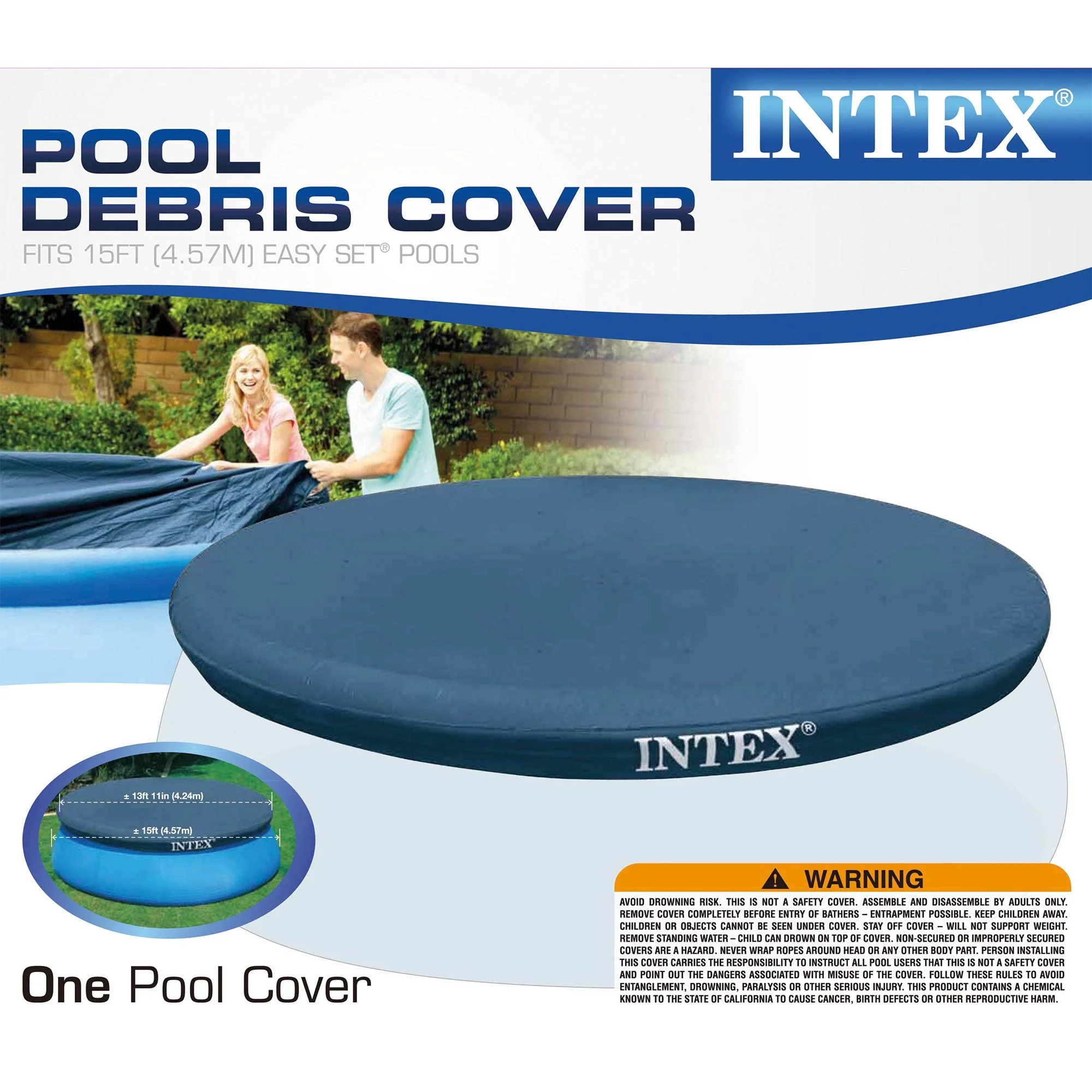 Intex 15 Foot Easy Set Swimming Pool Debris Cover & Floating Chlorine Dispenser - Image 7