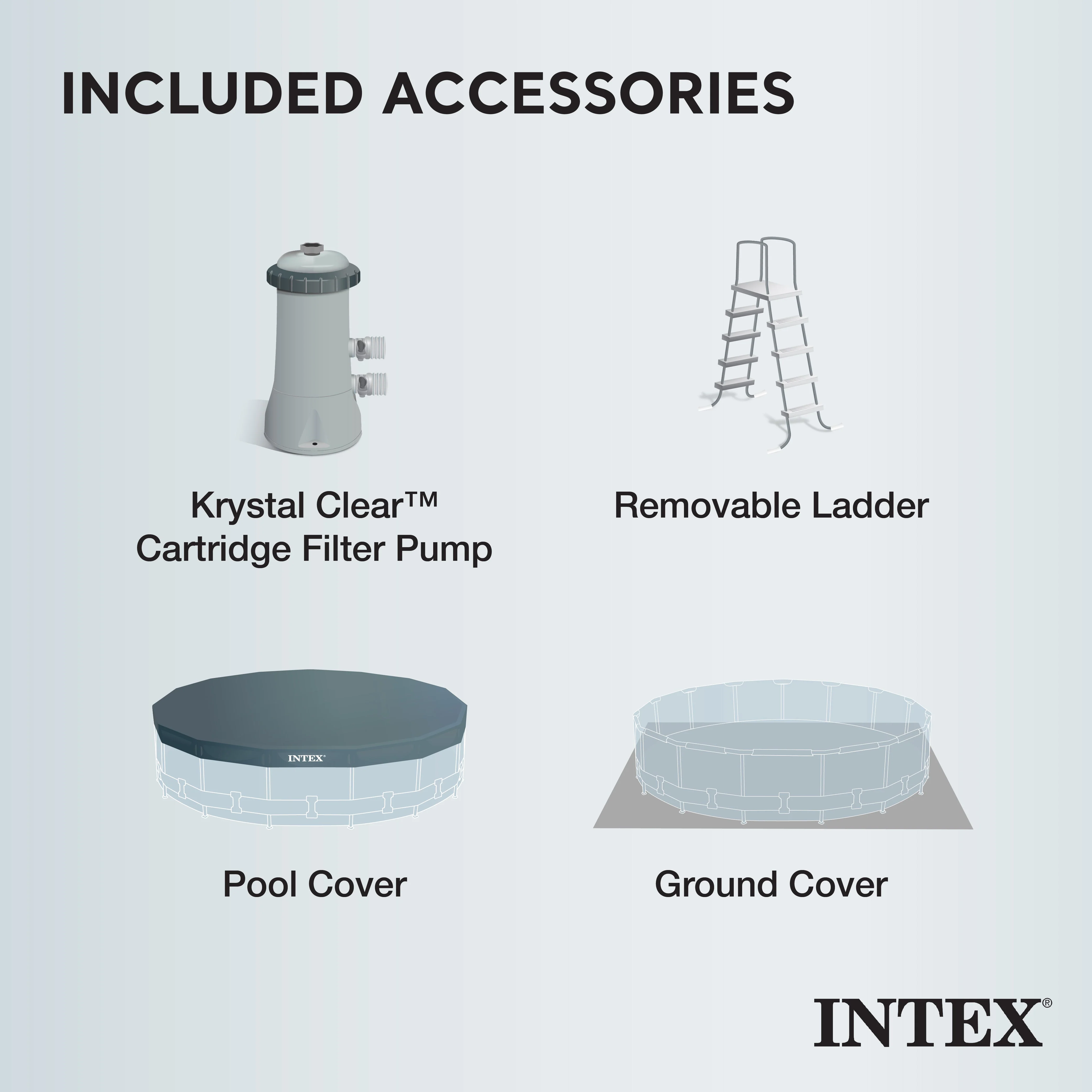 Intex 15ft x 42in Prism Frame Above Ground Swimming Pool Set with Debris Cover - Image 3