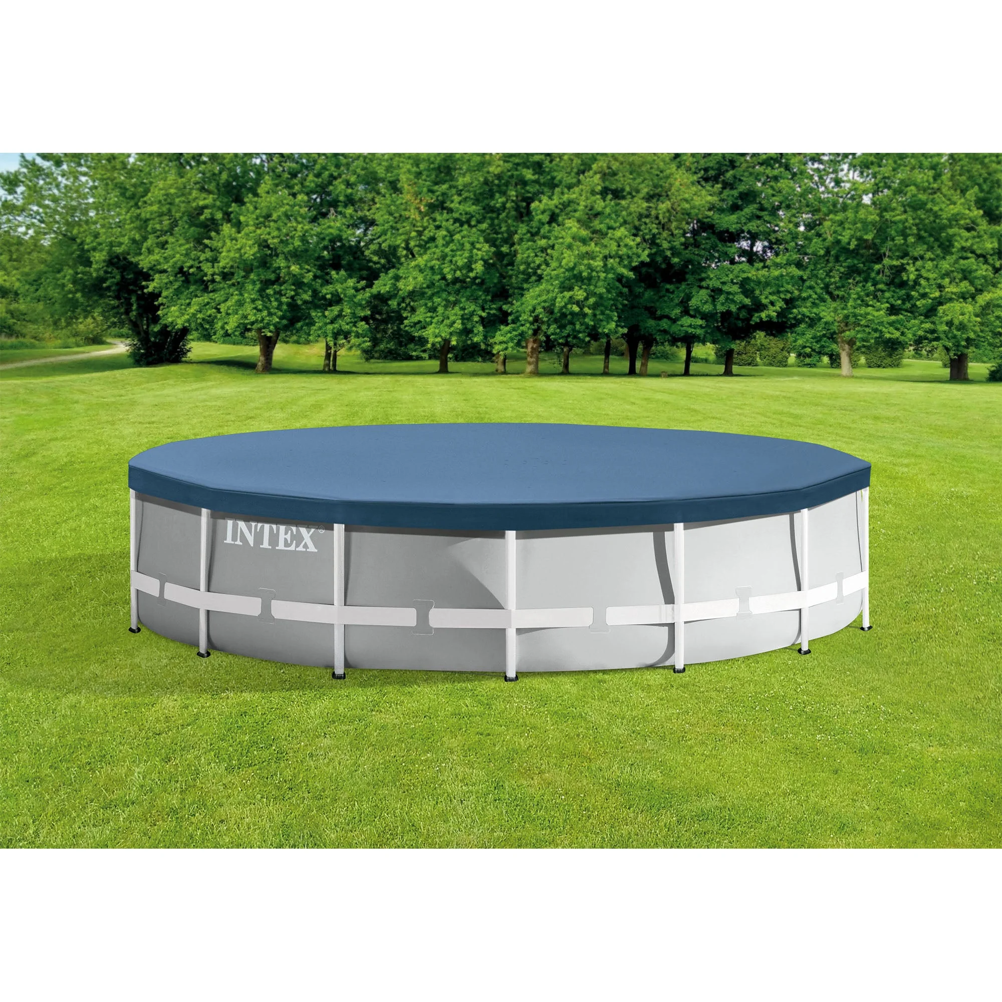 Intex 15ft x 42in Prism Frame Above Ground Swimming Pool Set with Debris Cover - Image 9