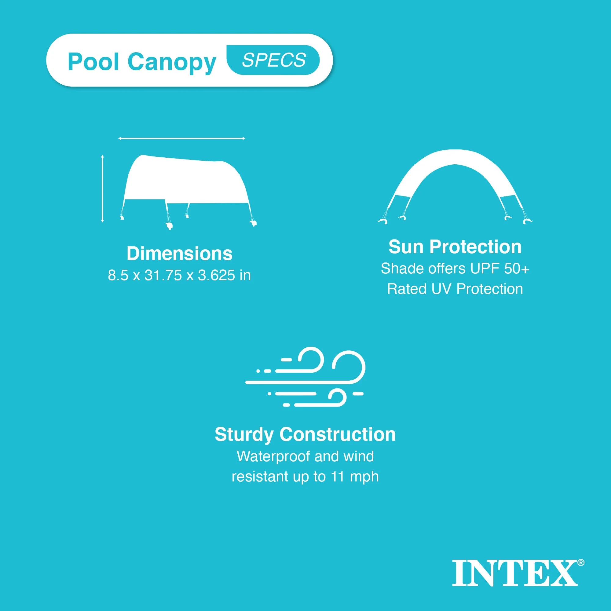 Intex 28054E Protective Canopy for 9 Foot or Smaller Rectangular Swimming Pools - Image 4