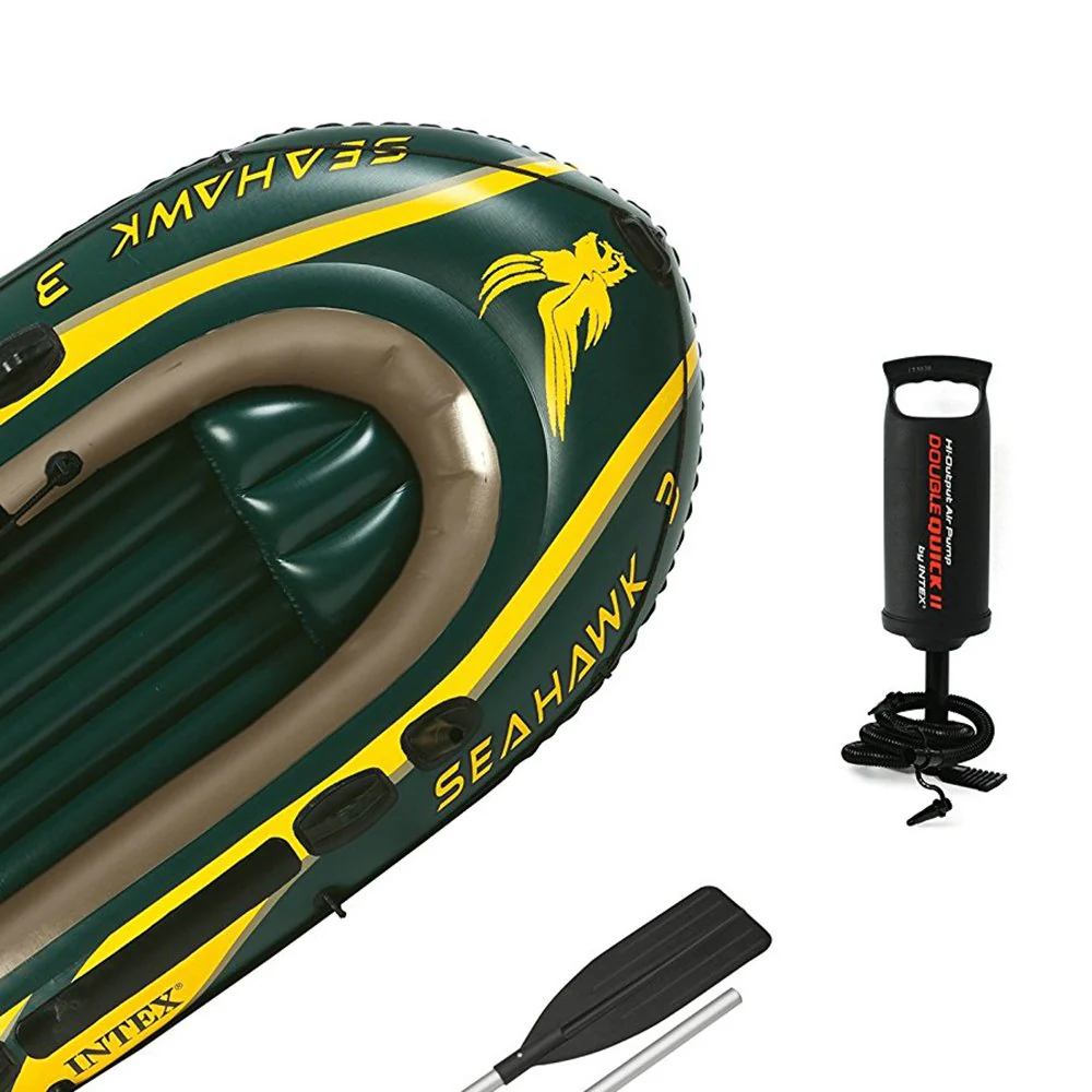 Intex 3 Person Boat Set w/ Aluminum Oars & Pump and Composite Boat Motor Mount - Image 6