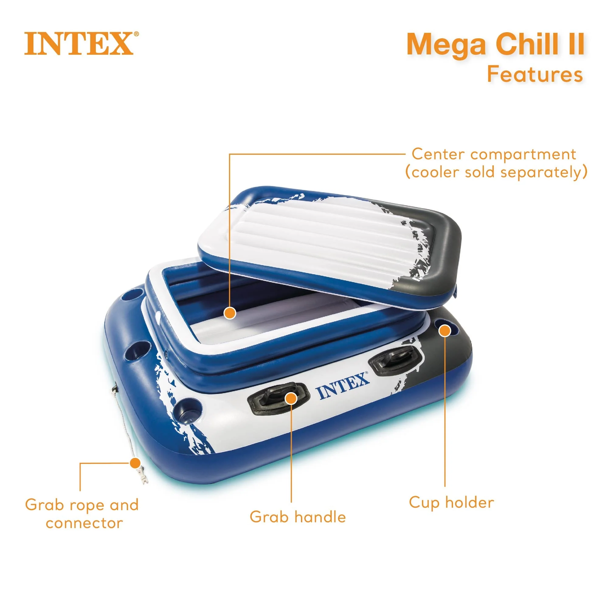 Intex 58821EP Inflatable Mega Chill II 72 Can Beverage Cooler Float with Lid - Image 4