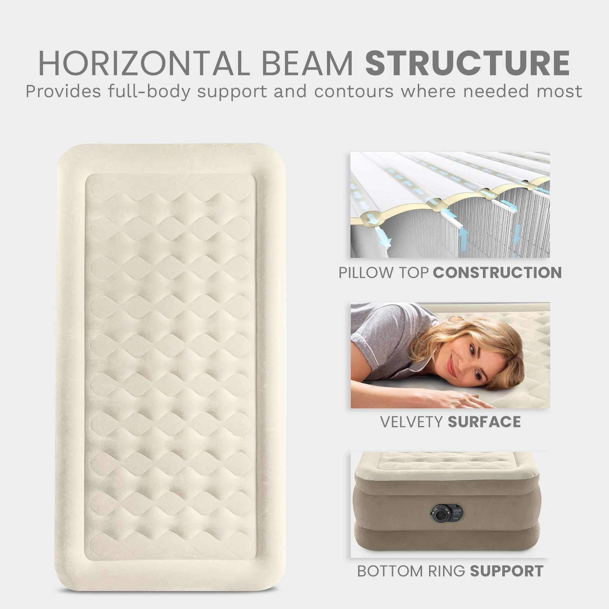 Intex 64425ED Dura-Beam Deluxe Ultra Plush Air Mattress with Built-in Pump, Twin - Image 7